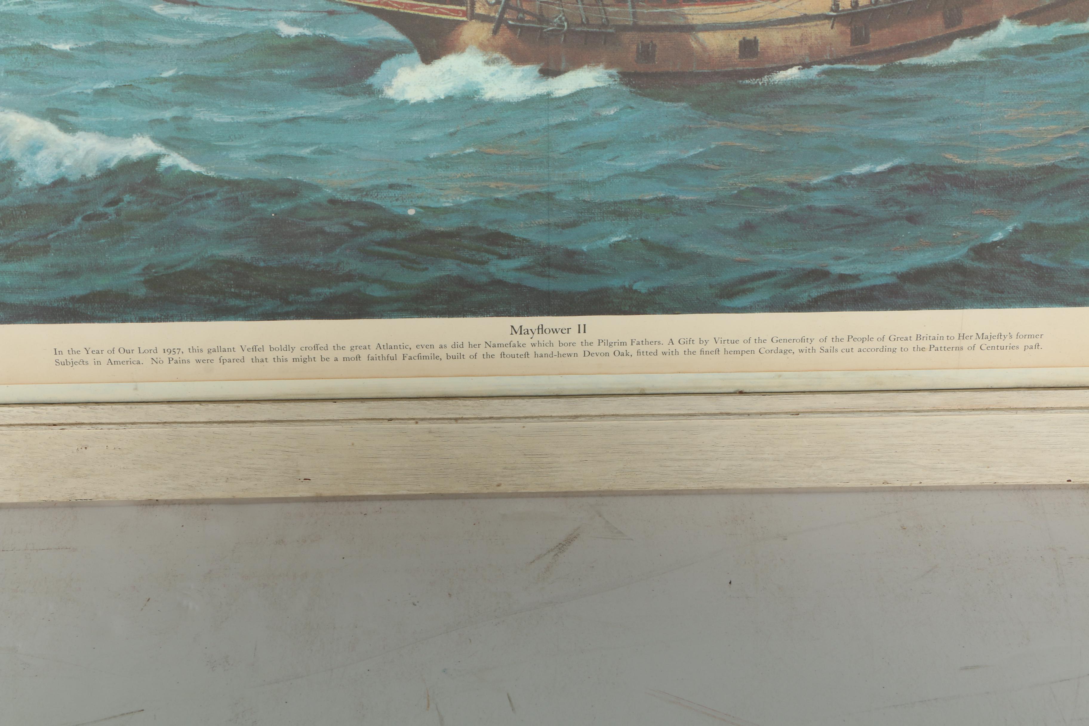 1957 Offset Lithograph Print after Harvey Garrett Smith "Mayflower II"