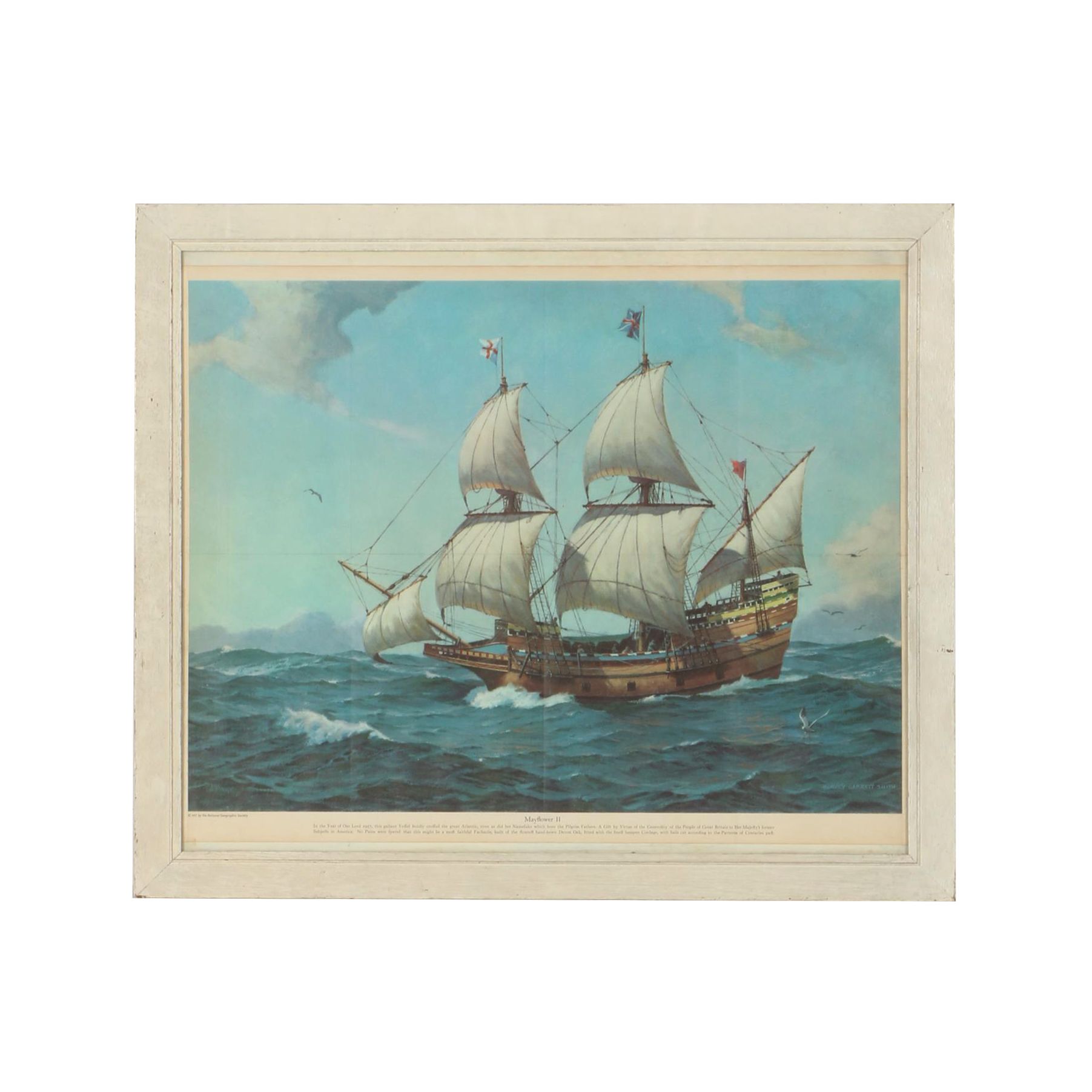 1957 Offset Lithograph Print after Harvey Garrett Smith "Mayflower II"