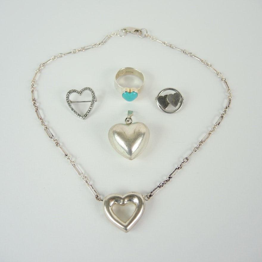 Sterling Silver Heart Themed Jewelry