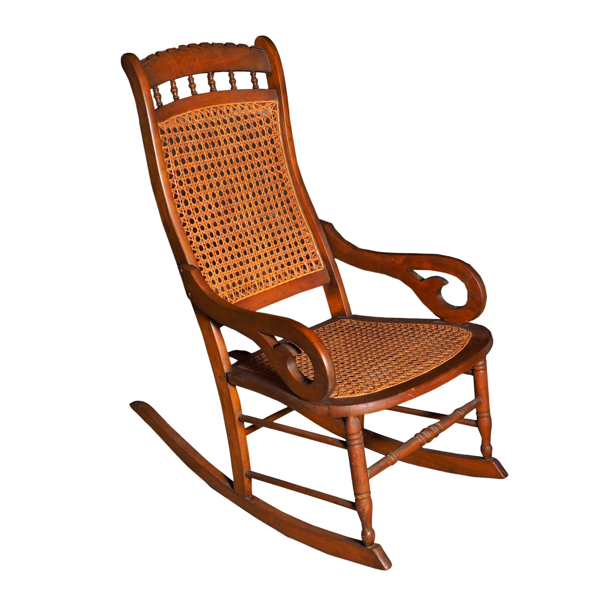 Vintage Cane Back and Seat Rocking Chair