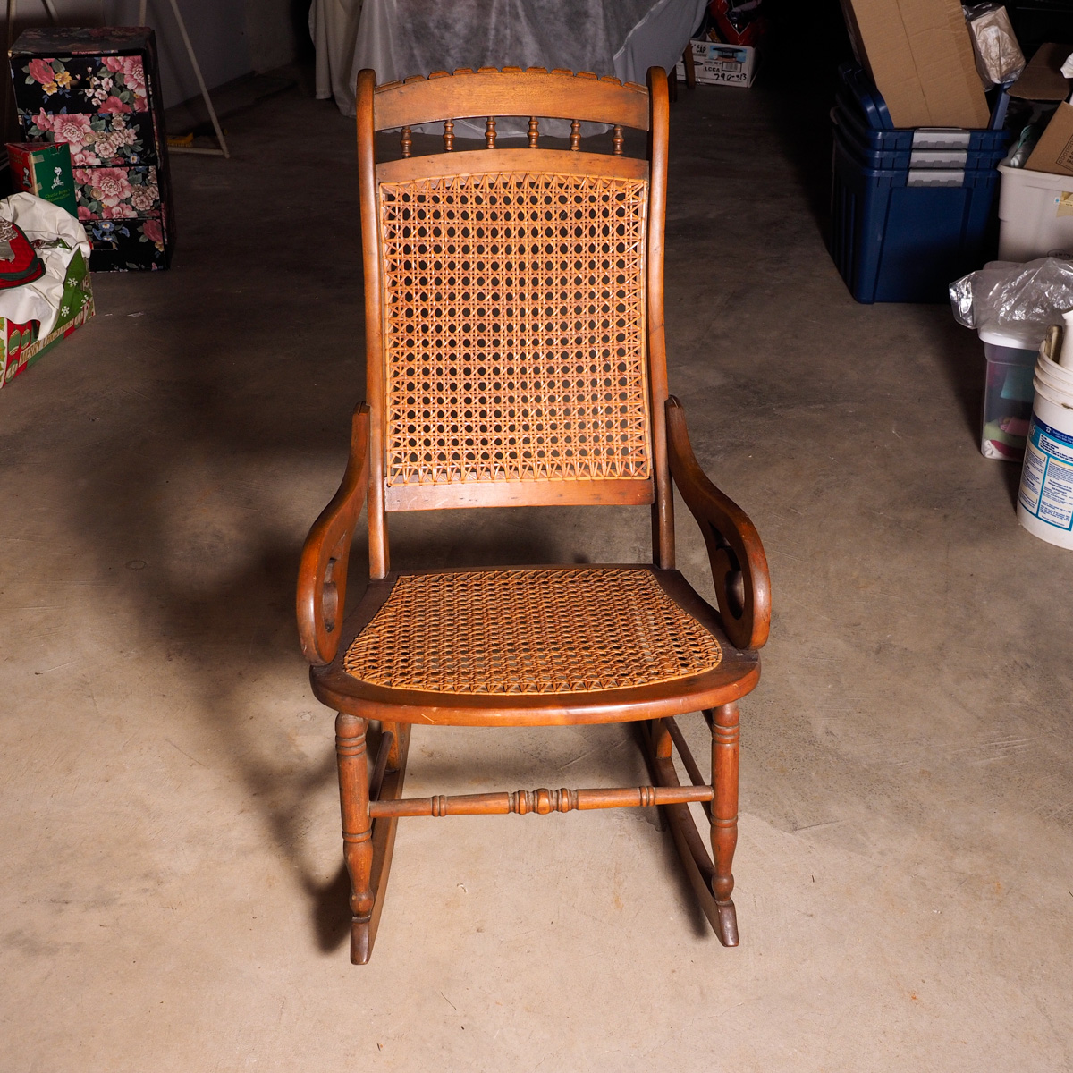 Vintage Cane Back and Seat Rocking Chair