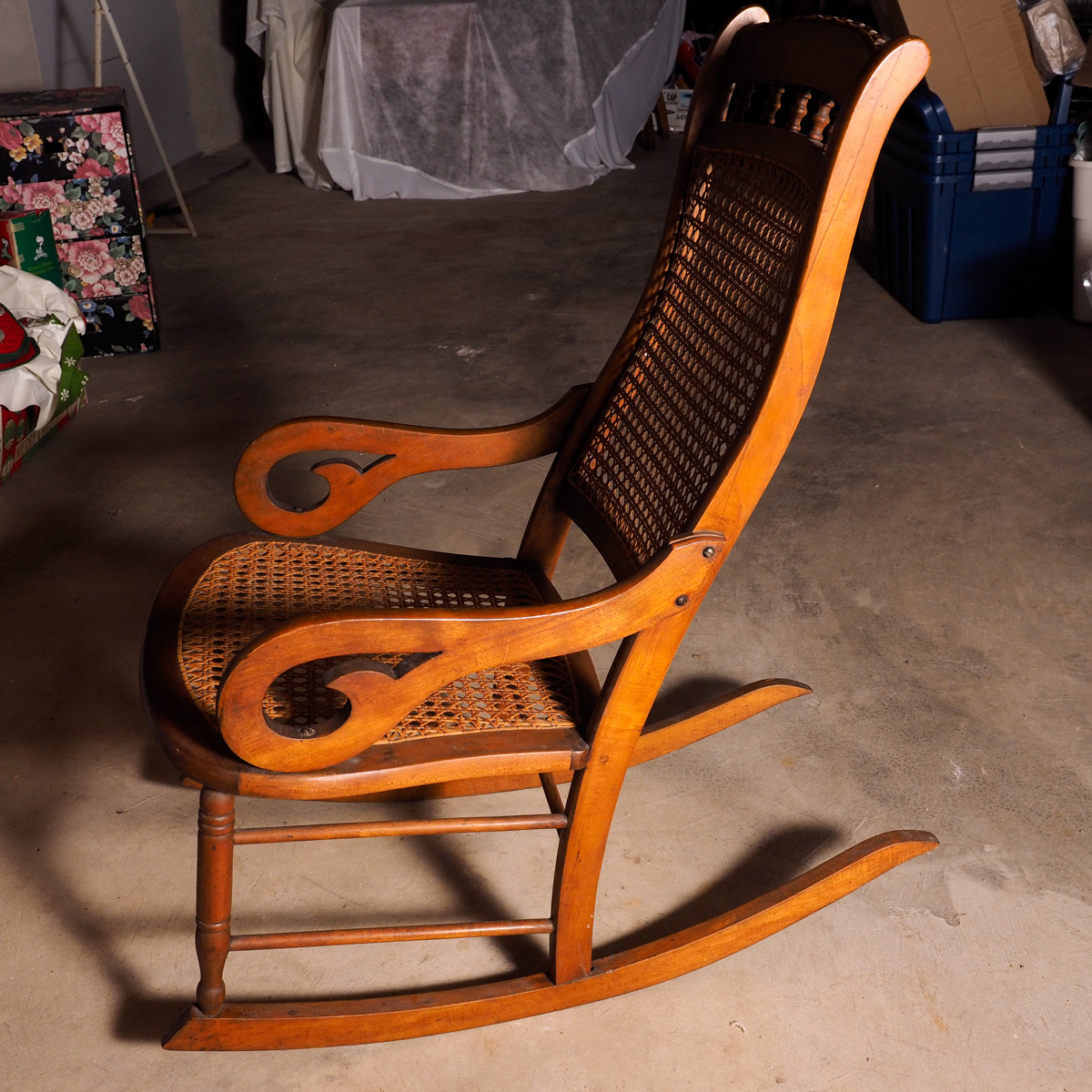 Vintage Cane Back and Seat Rocking Chair