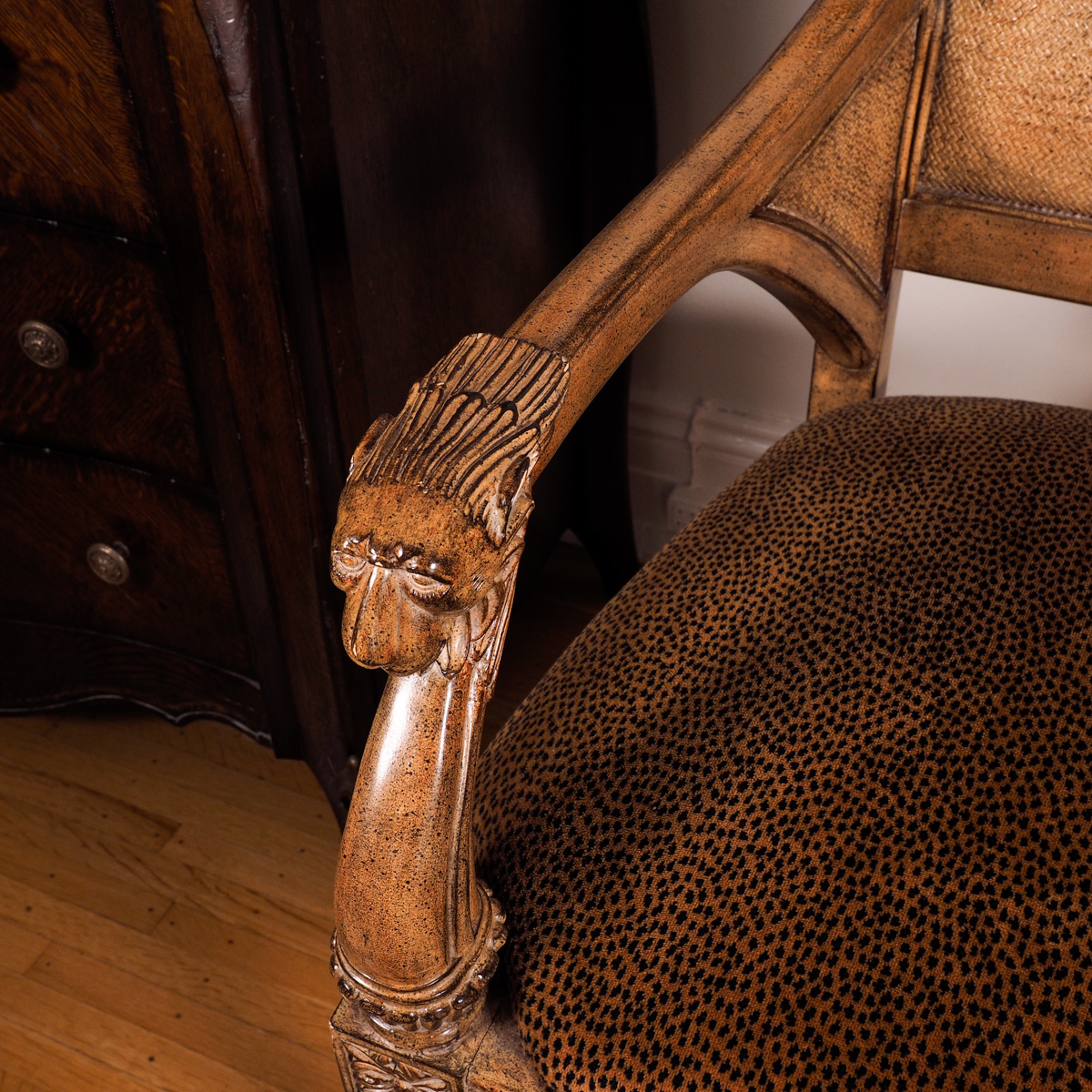 Carved Lion Head Chair by Thomasville
