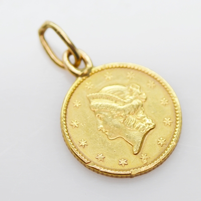 22K Yellow Gold 1852 US Dollar Coin Charm