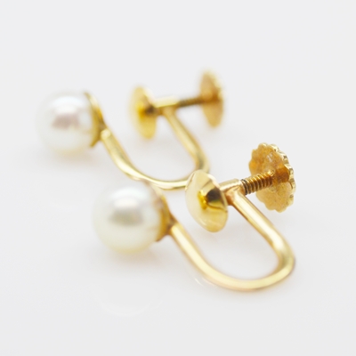 14K Yellow Gold Cultured Pearl Screw Back Clip-On Earrings