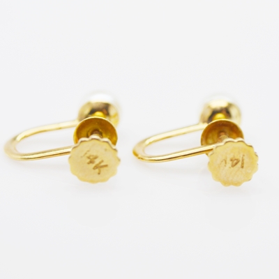 14K Yellow Gold Cultured Pearl Screw Back Clip-On Earrings