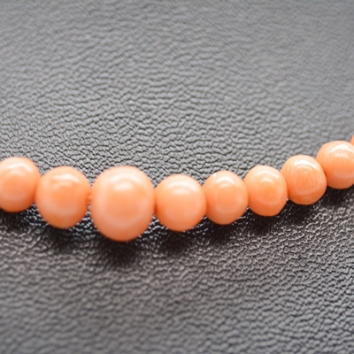 10K White Gold Clasp Graduated Coral Bead Necklace