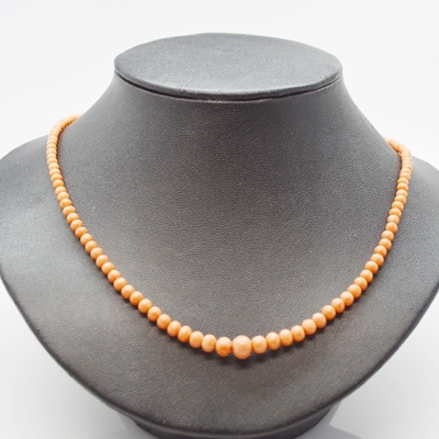 10K White Gold Clasp Graduated Coral Bead Necklace