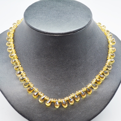 14K Yellow Gold Clasp Citrine Beaded Necklace