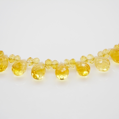 14K Yellow Gold Clasp Citrine Beaded Necklace