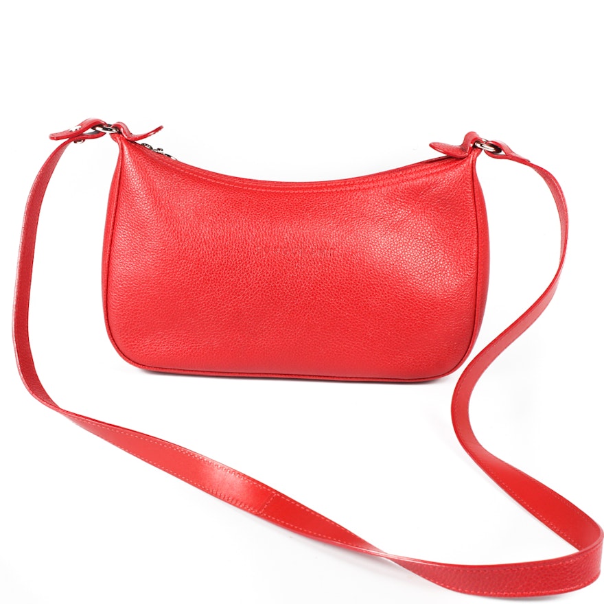 Longchamp Red Leather Shoulder Bag