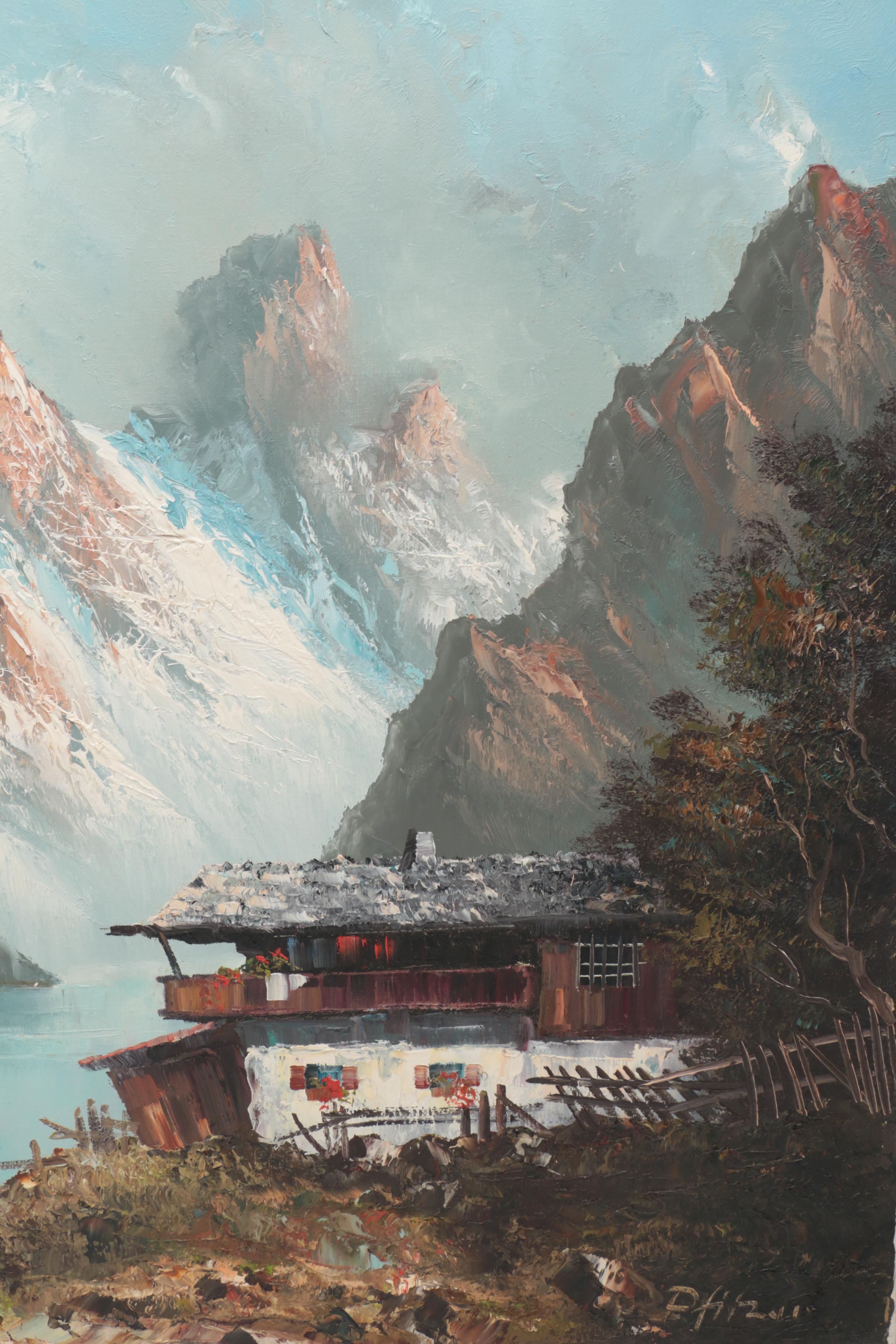 Pfitzer Oil Painting on Canvas of Mountainscape