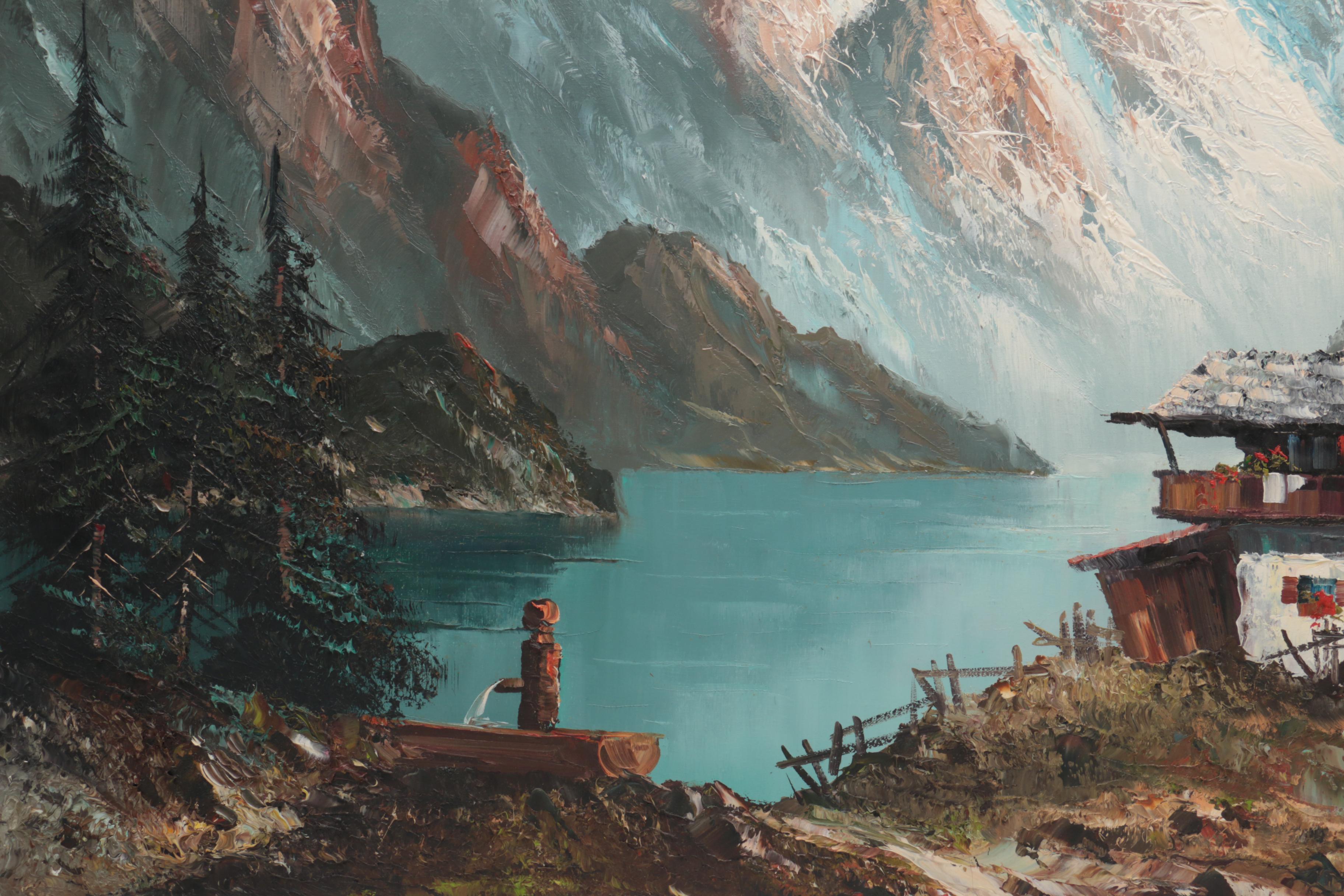 Pfitzer Oil Painting on Canvas of Mountainscape