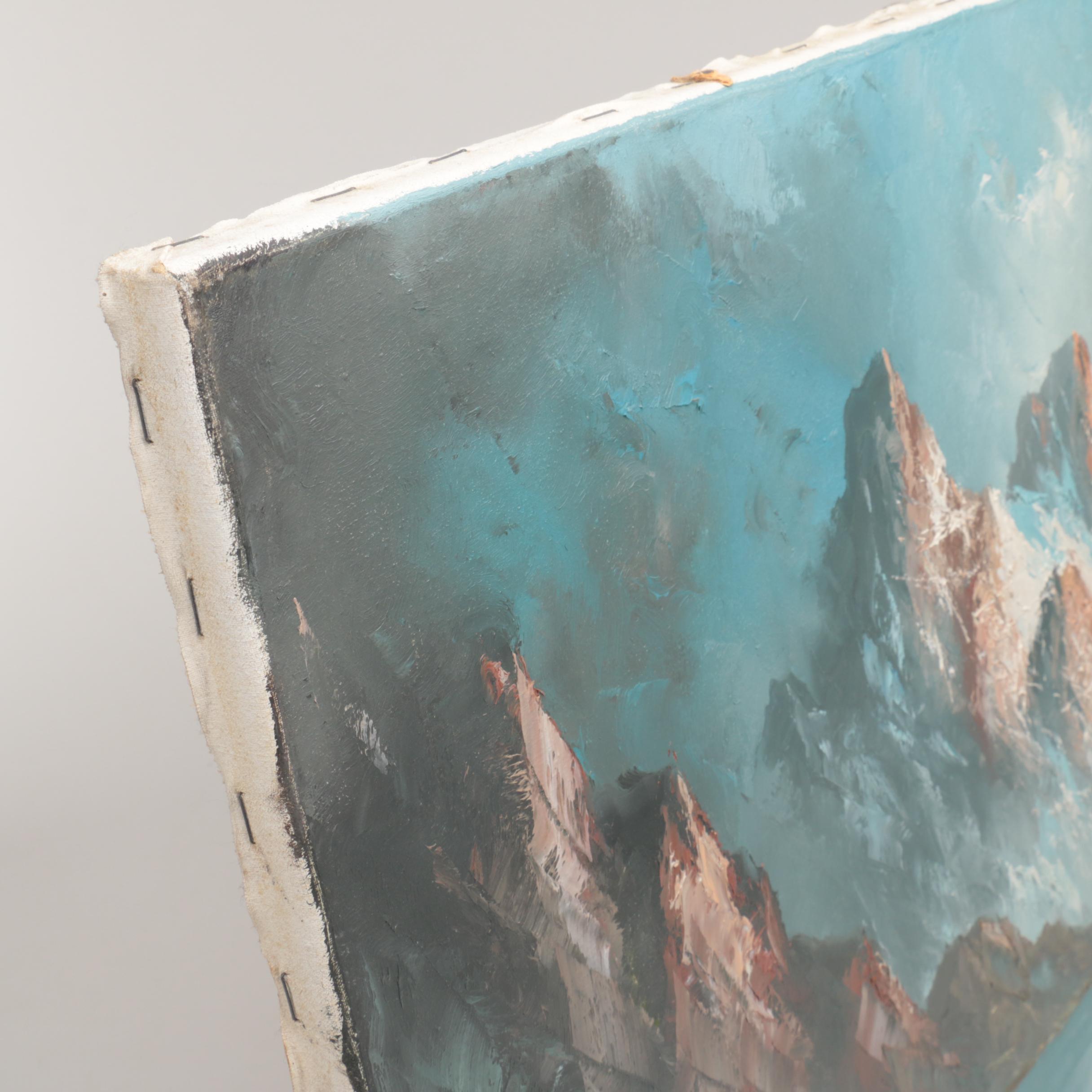 Pfitzer Oil Painting on Canvas of Mountainscape