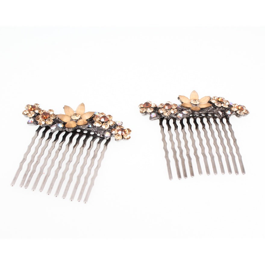 Swarovski Crystal Floral Hair Combs