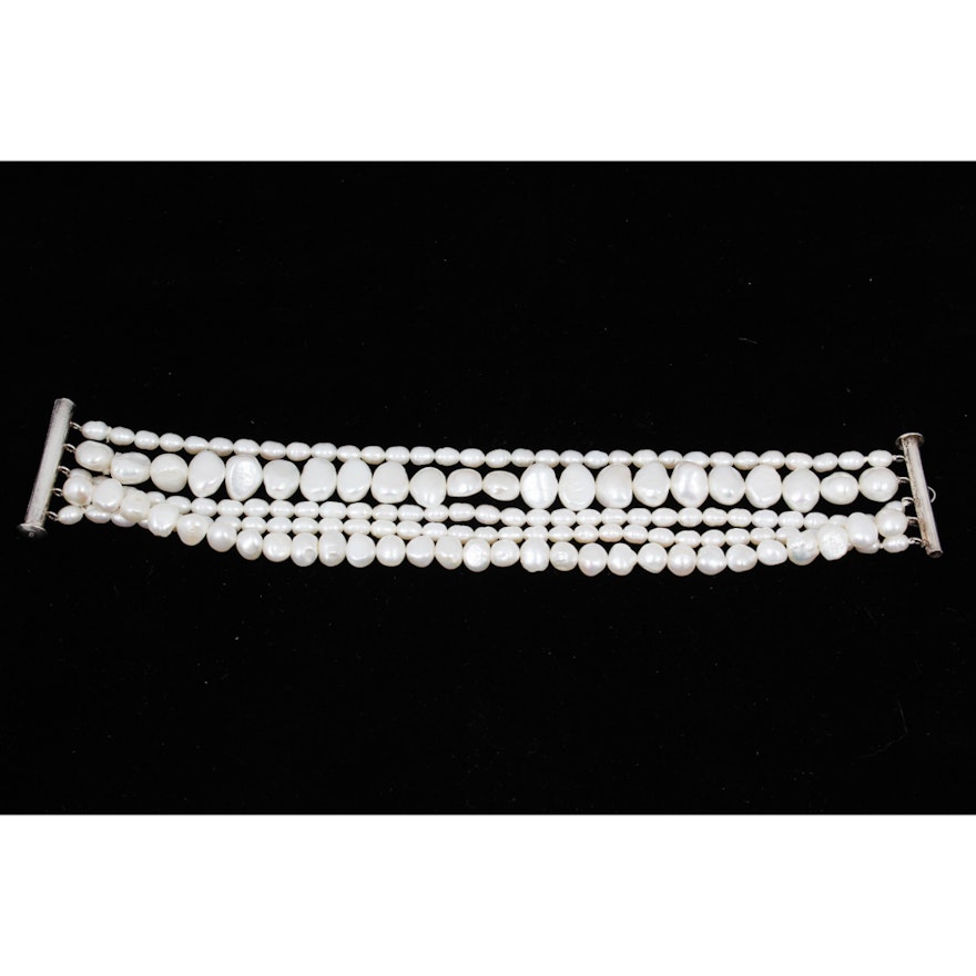 Sterling Silver Cultured Pearl Bracelet
