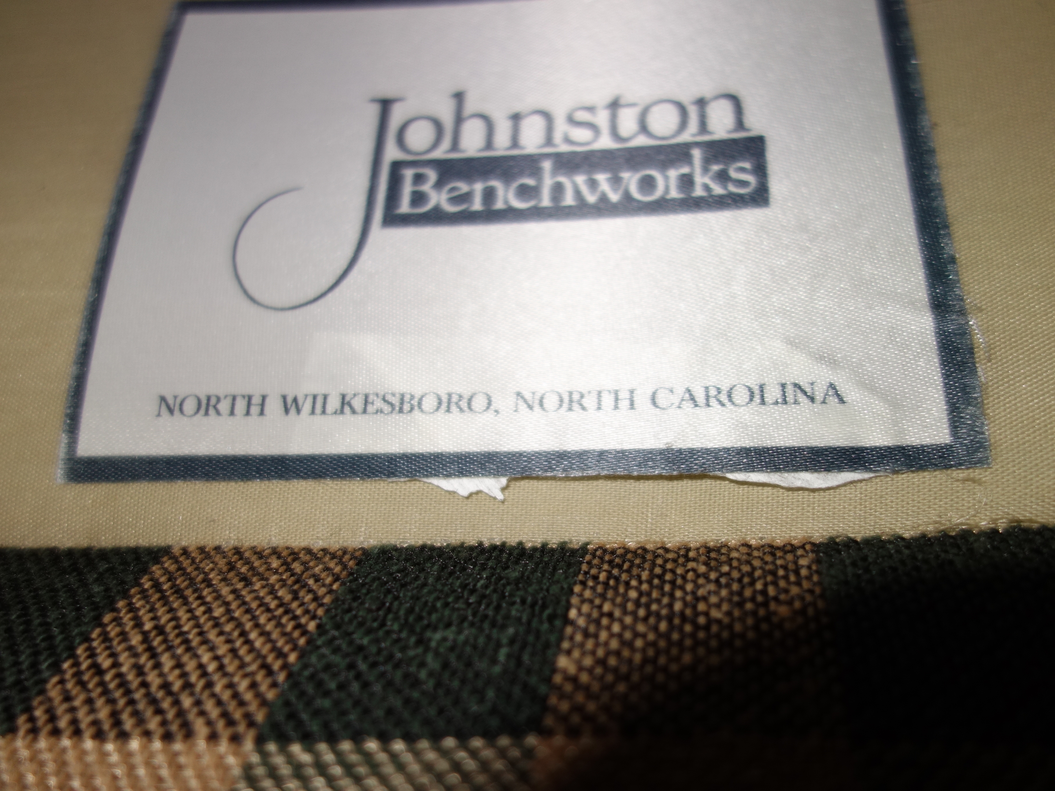 Johnston Benchworks Green Plaid Wingback Settee