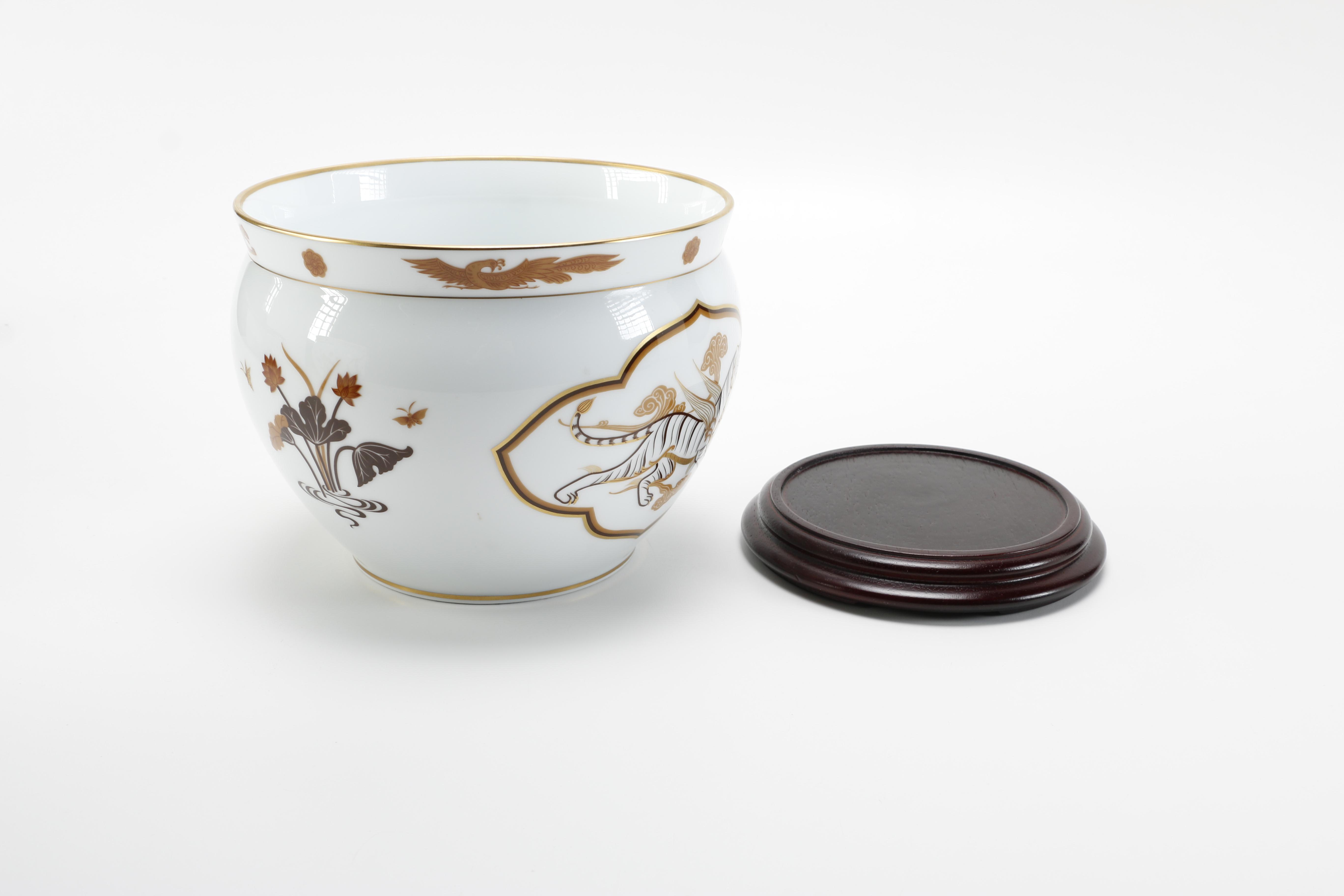 Vintage Japanese Okura Porcelain Decorative Bowls With Phoenix and Tiger Designs