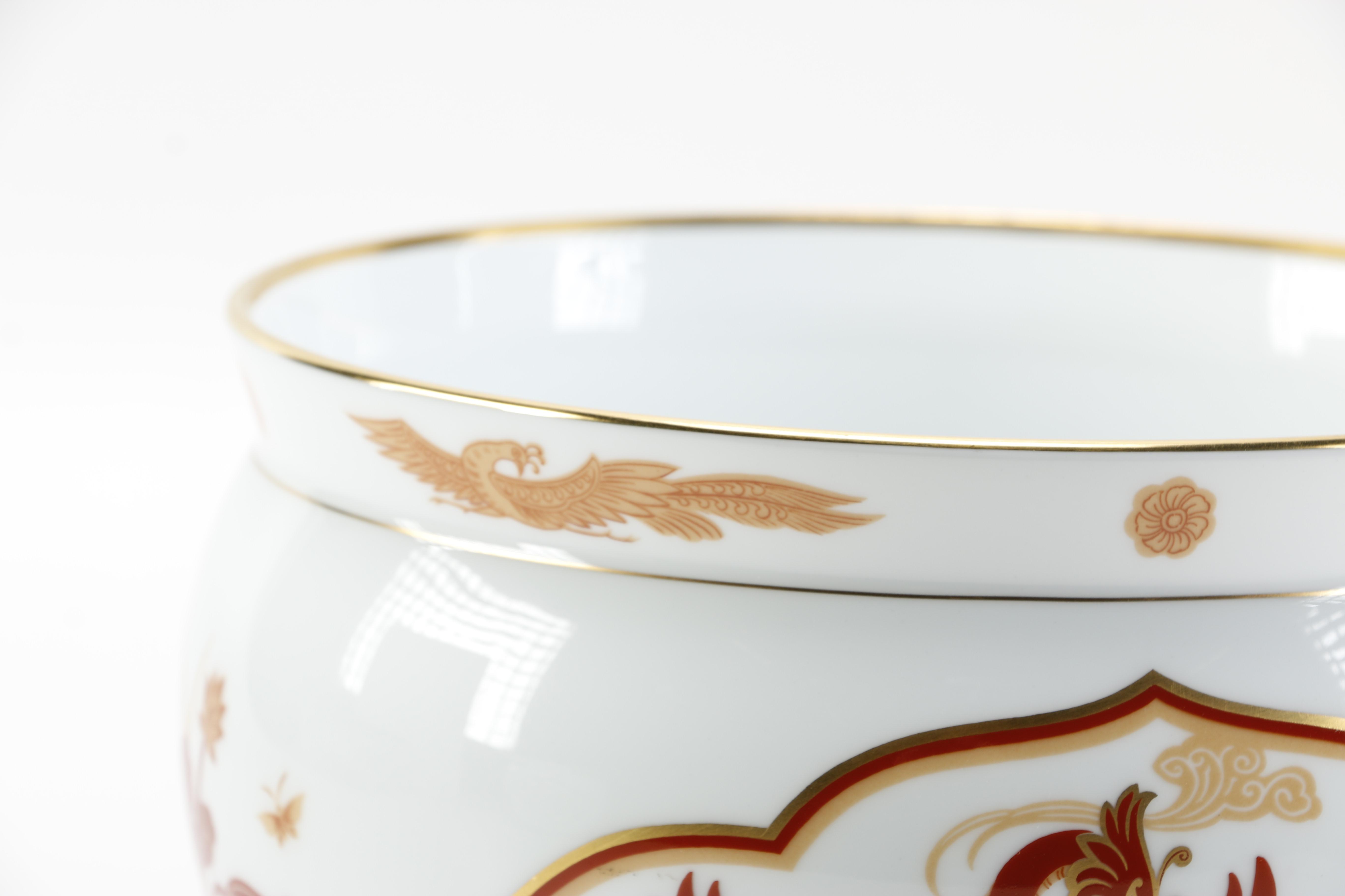 Vintage Japanese Okura Porcelain Decorative Bowls With Phoenix and Tiger Designs