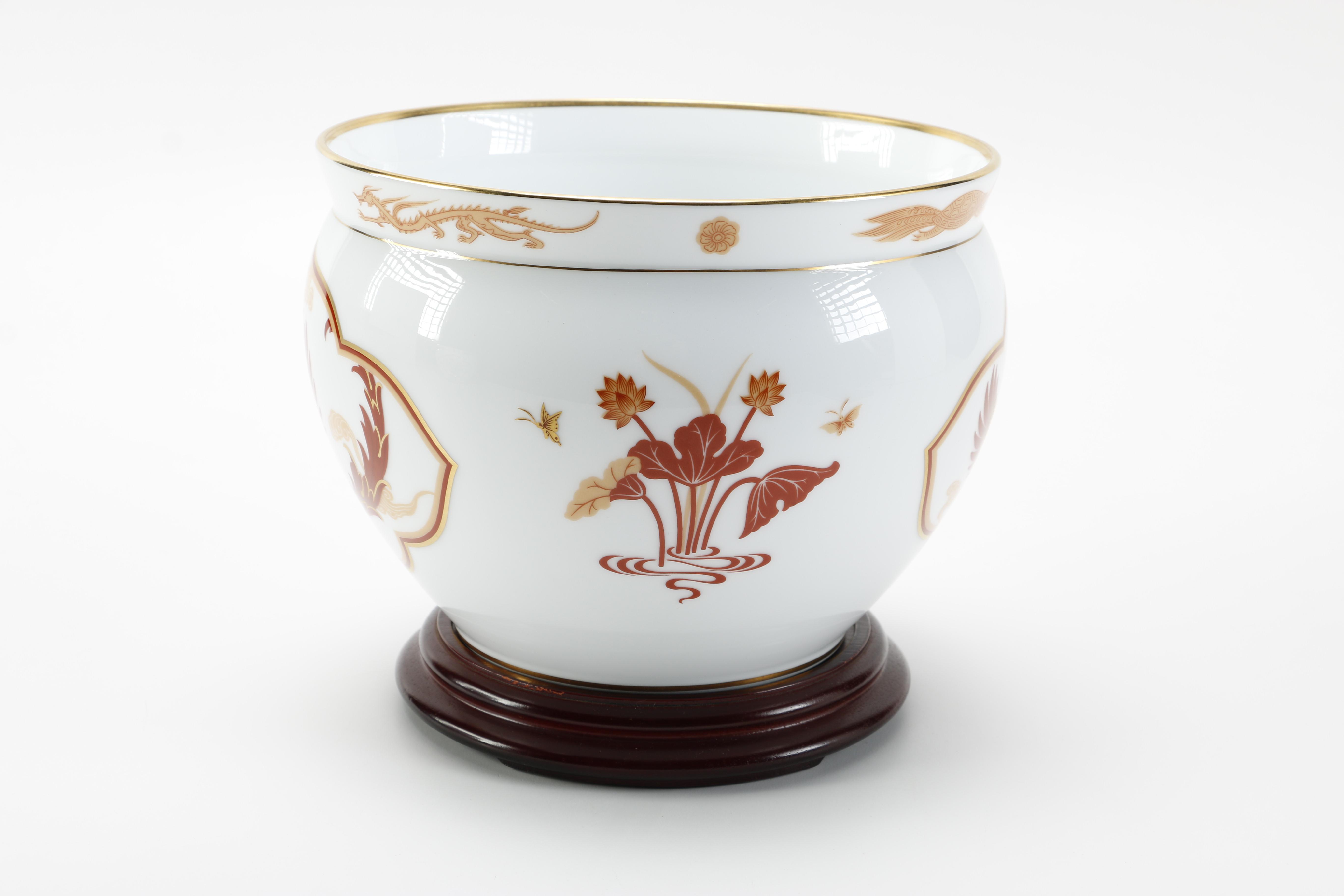 Vintage Japanese Okura Porcelain Decorative Bowls With Phoenix and Tiger Designs