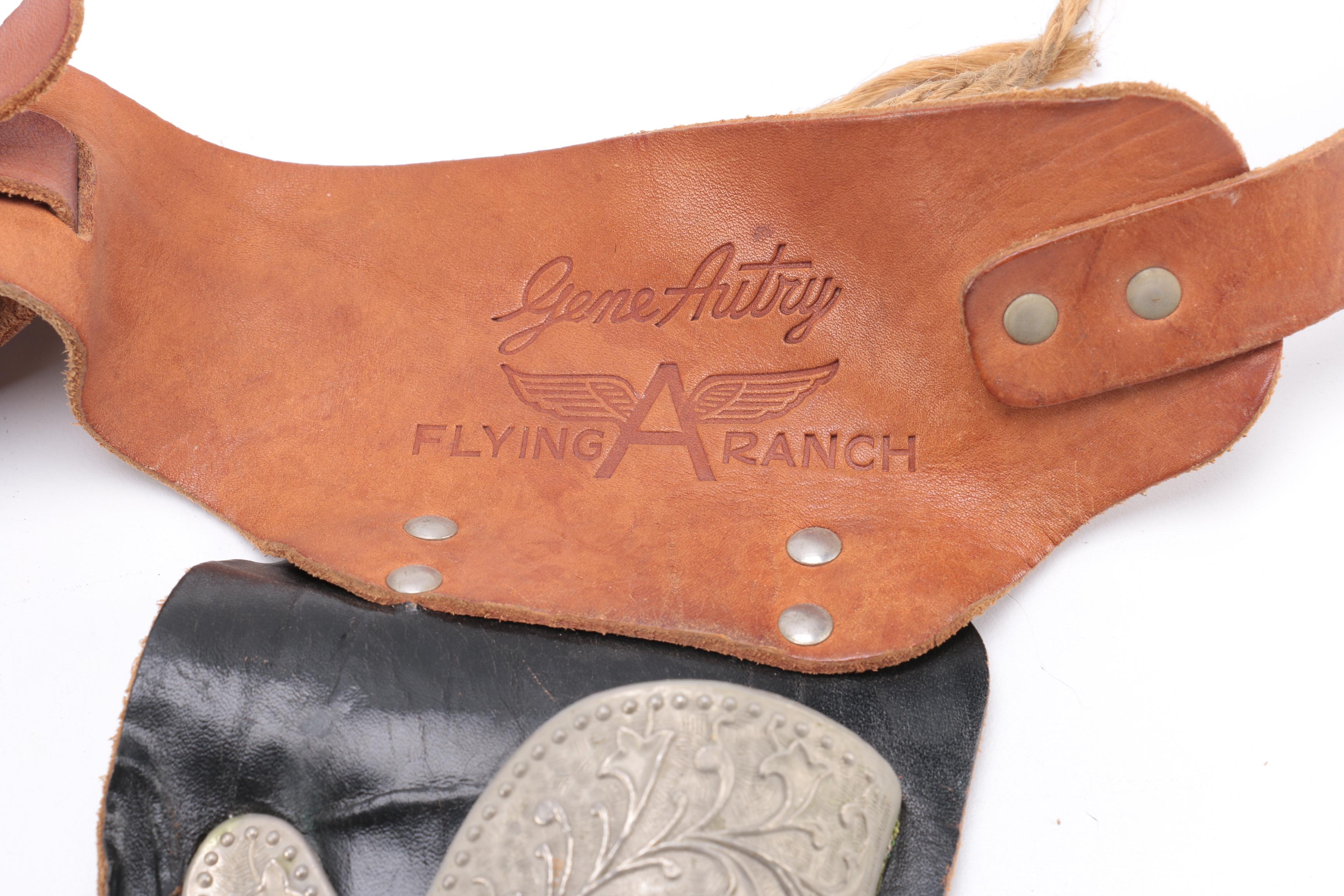 Gene Autry Flying A Ranch Double Gun Toy Holster, Hoppy Print and Cowboy Boots Bookends