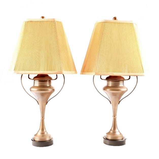 Pair of "Arteriors Home" Burnished Brass Table Lamps in Urn Form
