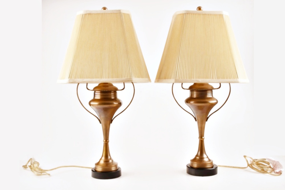 Pair of "Arteriors Home" Burnished Brass Table Lamps in Urn Form
