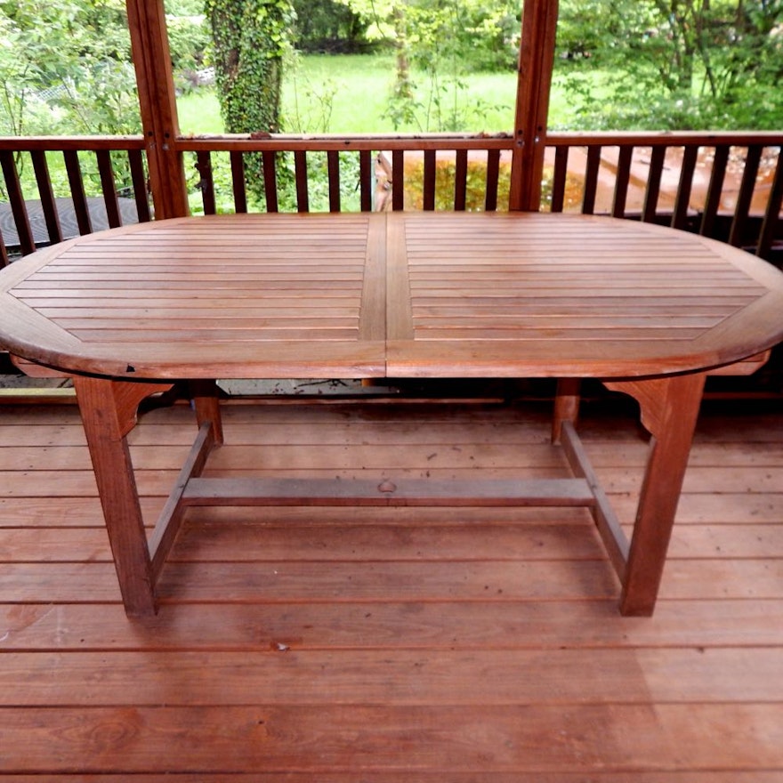 Expandable Teak Oval Patio Dining Table