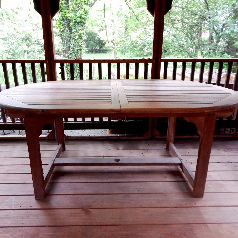 Expandable Teak Oval Patio Dining Table