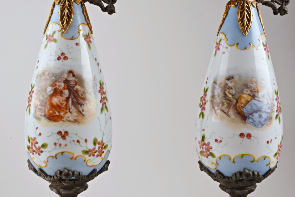 Pair of Hand Decorated Ewer Lamps