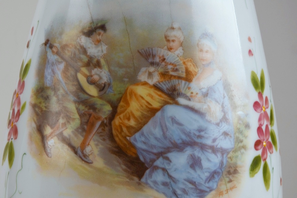 Pair of Hand Decorated Ewer Lamps