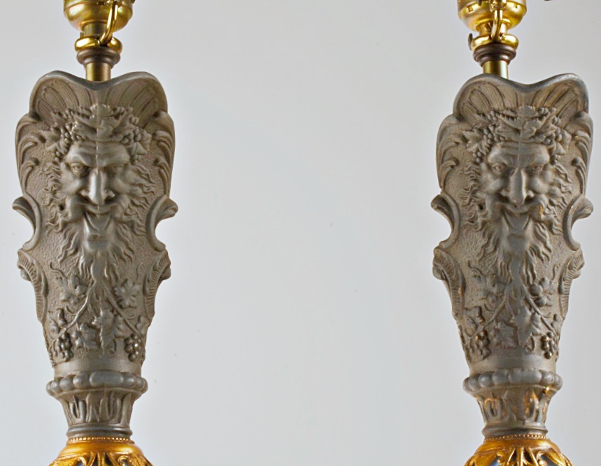 Pair of Hand Decorated Ewer Lamps