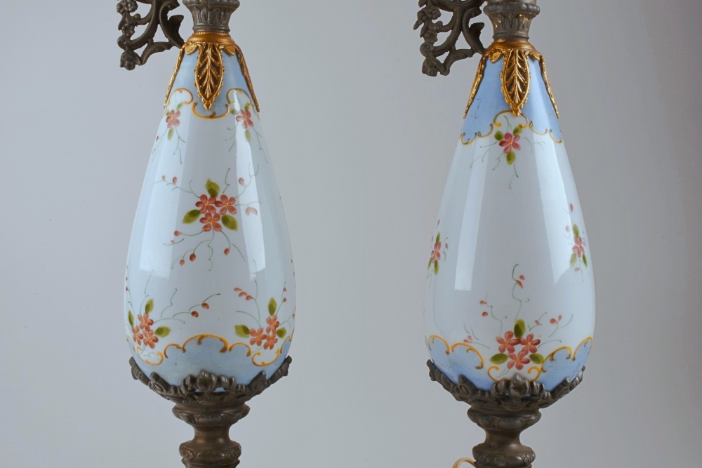 Pair of Hand Decorated Ewer Lamps