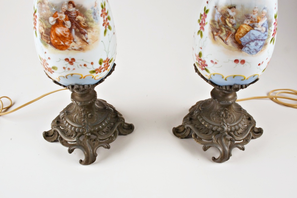 Pair of Hand Decorated Ewer Lamps