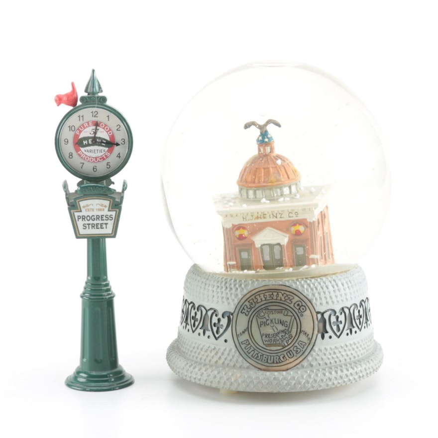 Department 56 Limited Edition Heinz Snow Globe Music Box and Limited Edition Clock