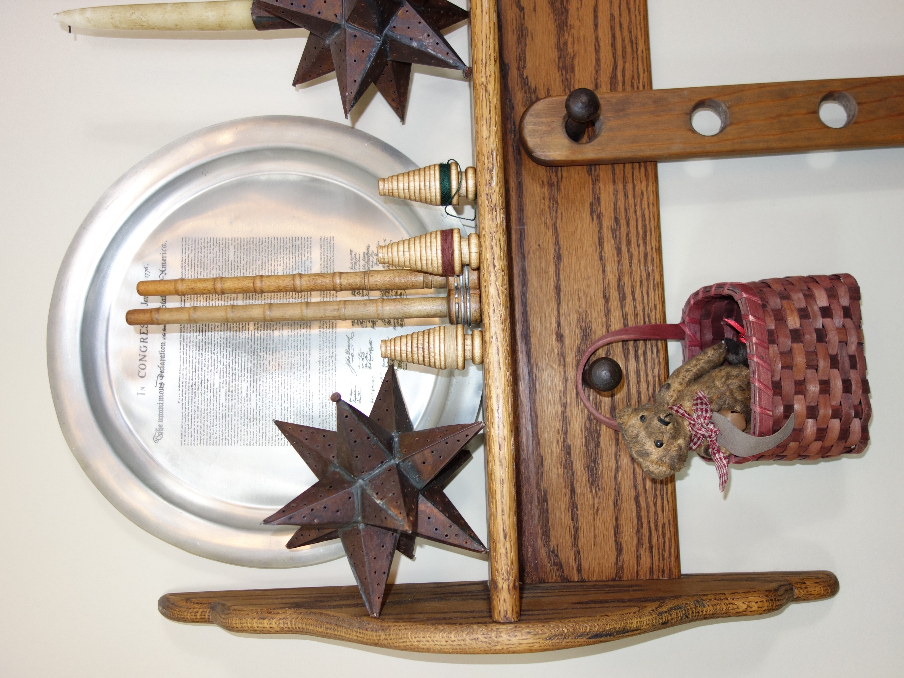 Wooden Wall Shelf With Collectibles