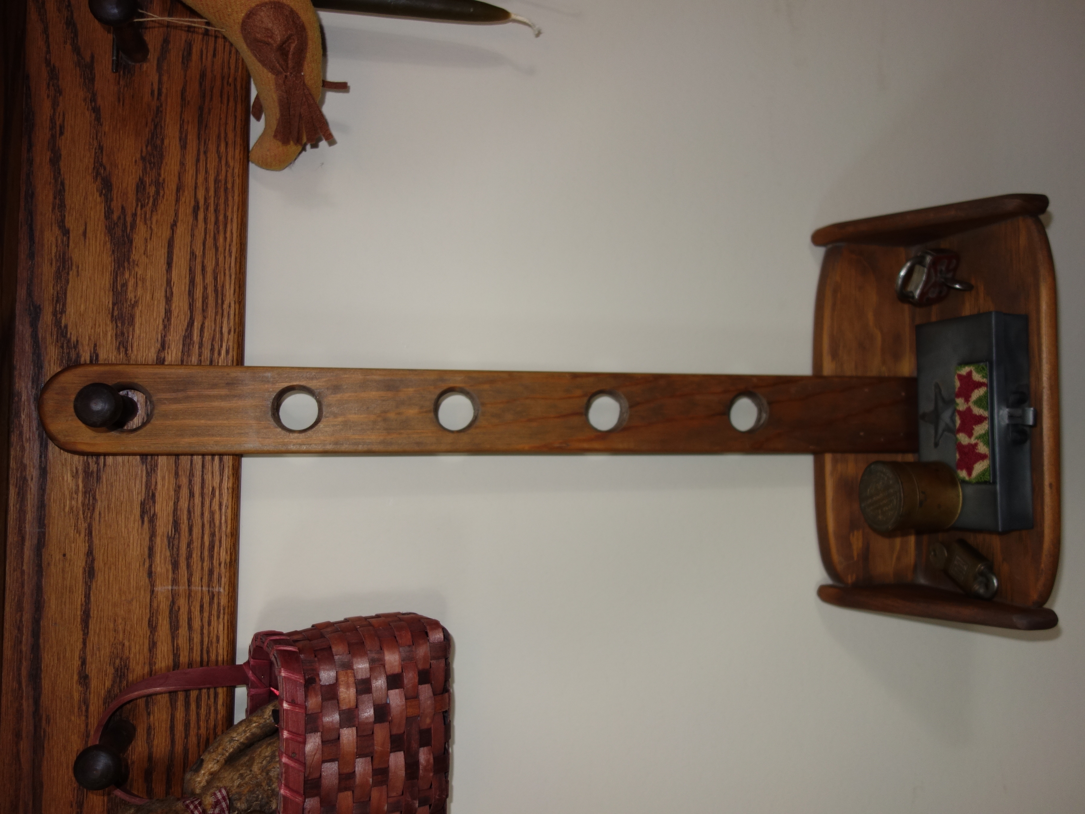 Wooden Wall Shelf With Collectibles