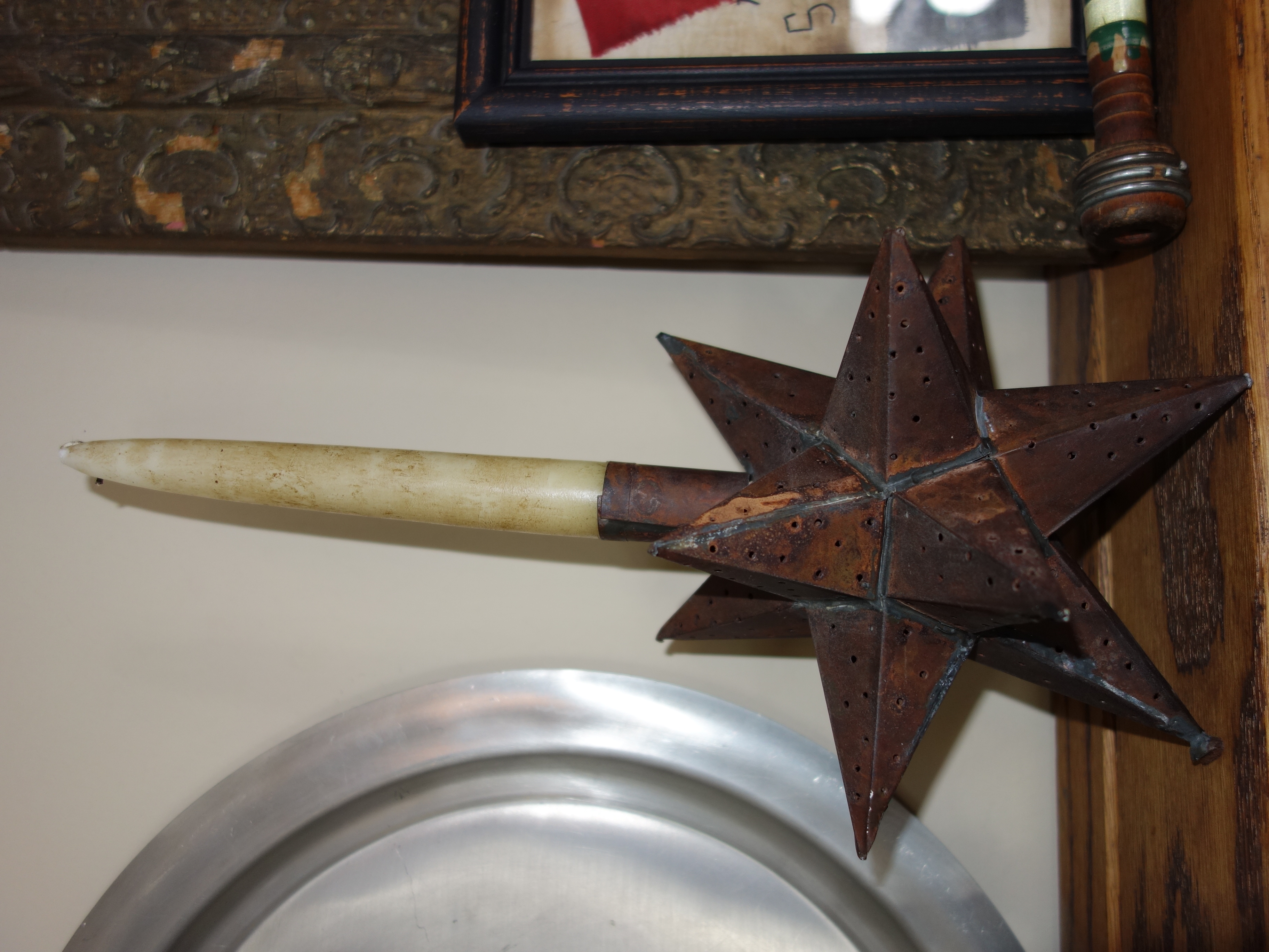 Wooden Wall Shelf With Collectibles