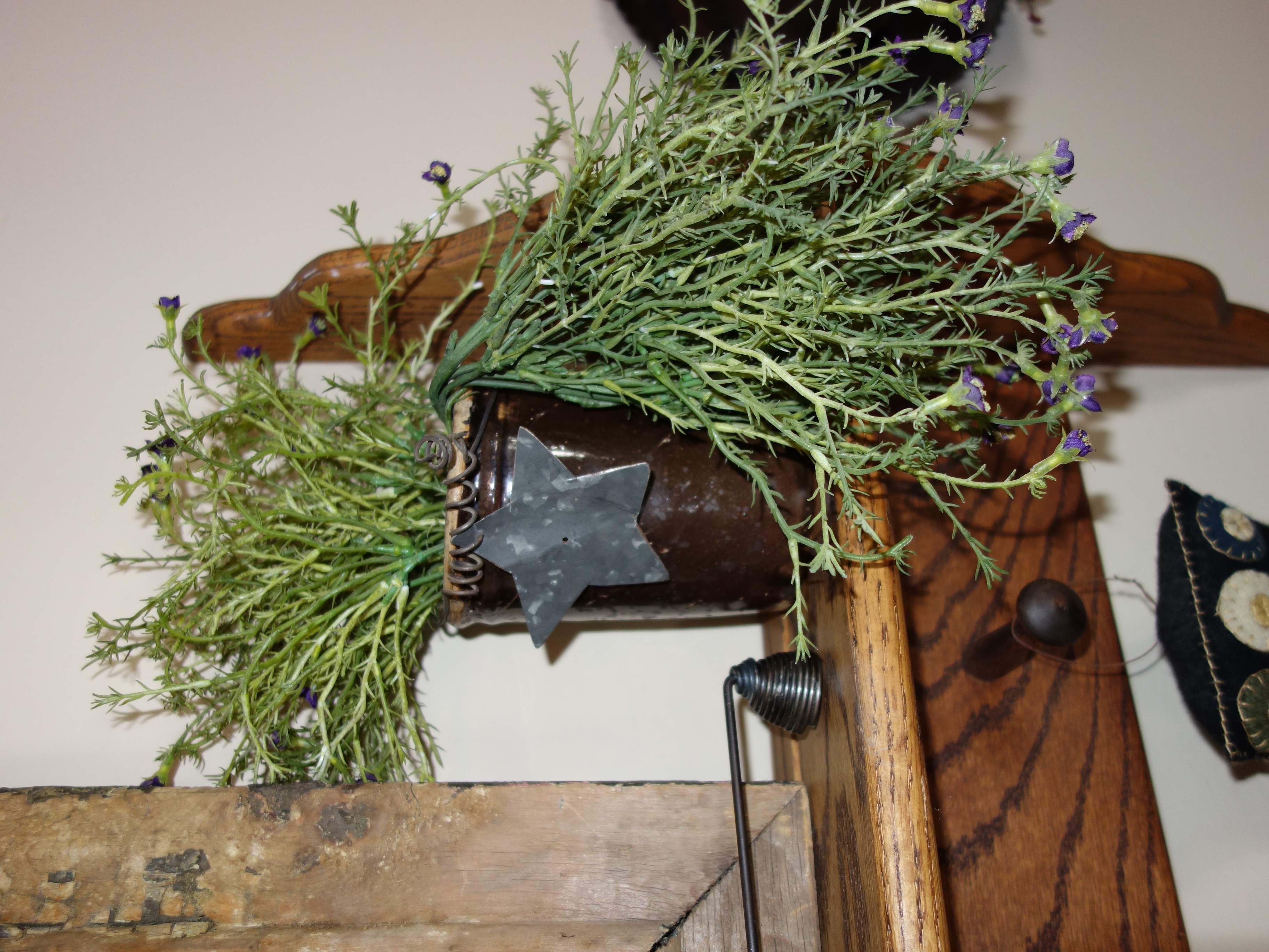 Wooden Wall Shelf With Collectibles