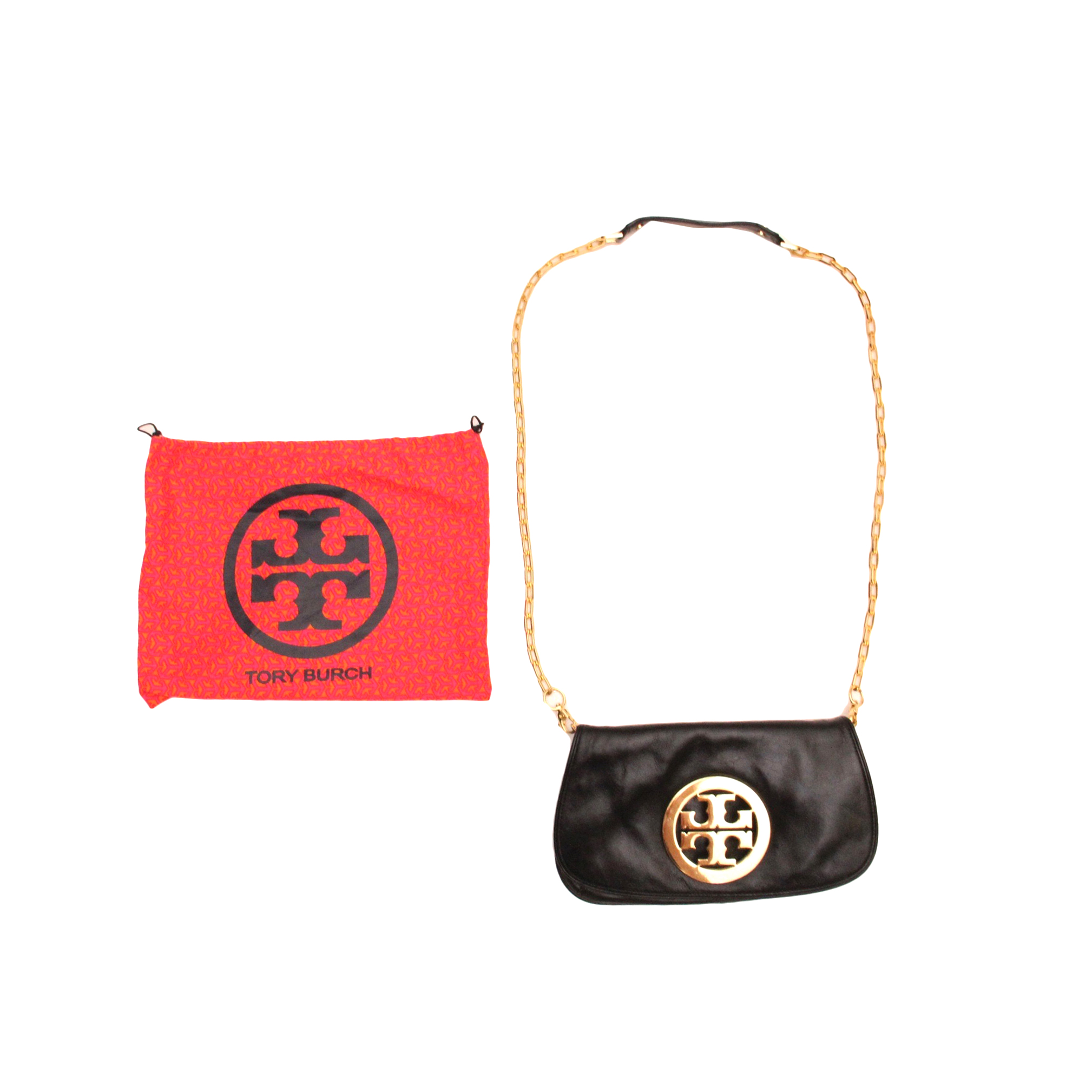 Black Leather Tory Burch Bag