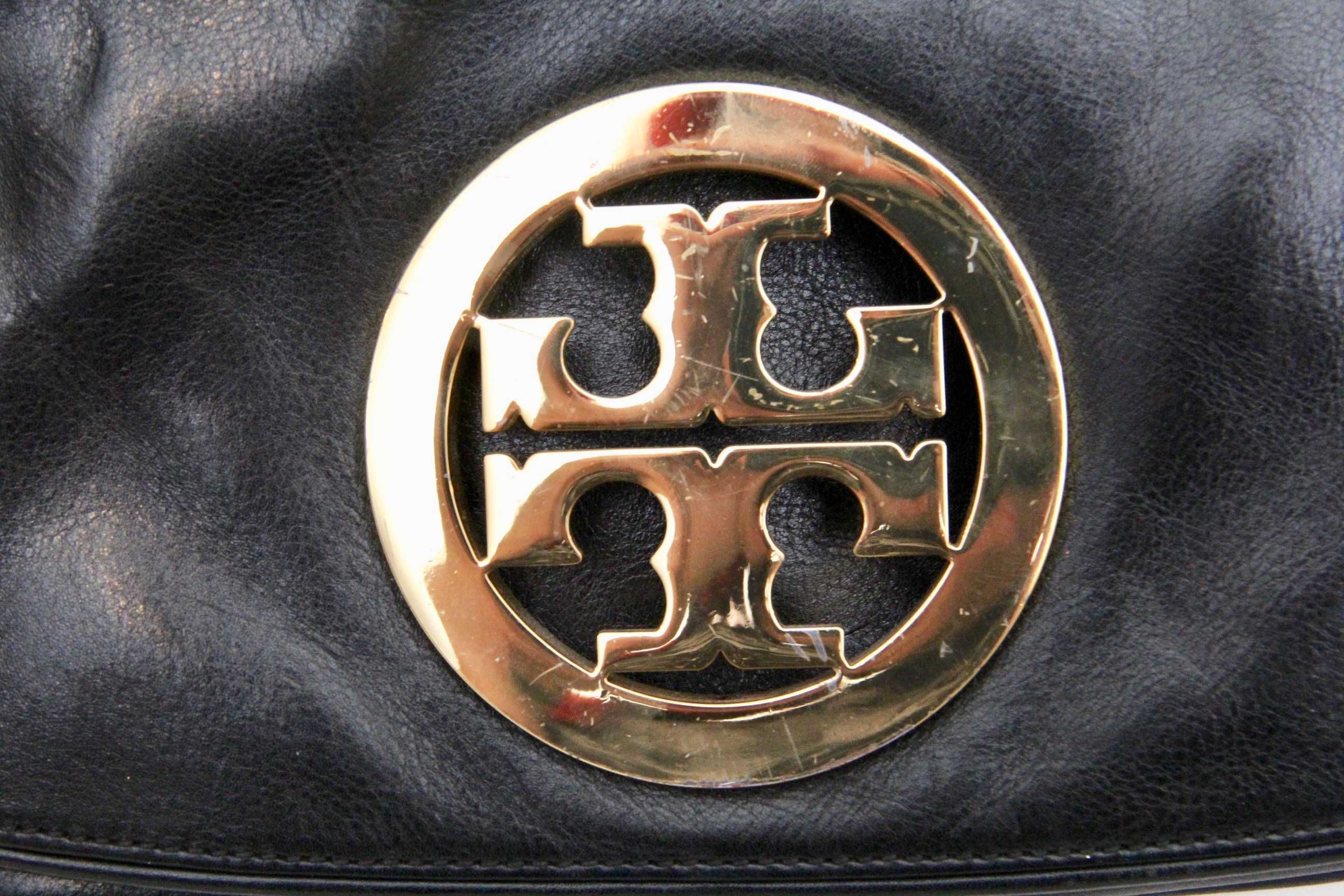 Black Leather Tory Burch Bag