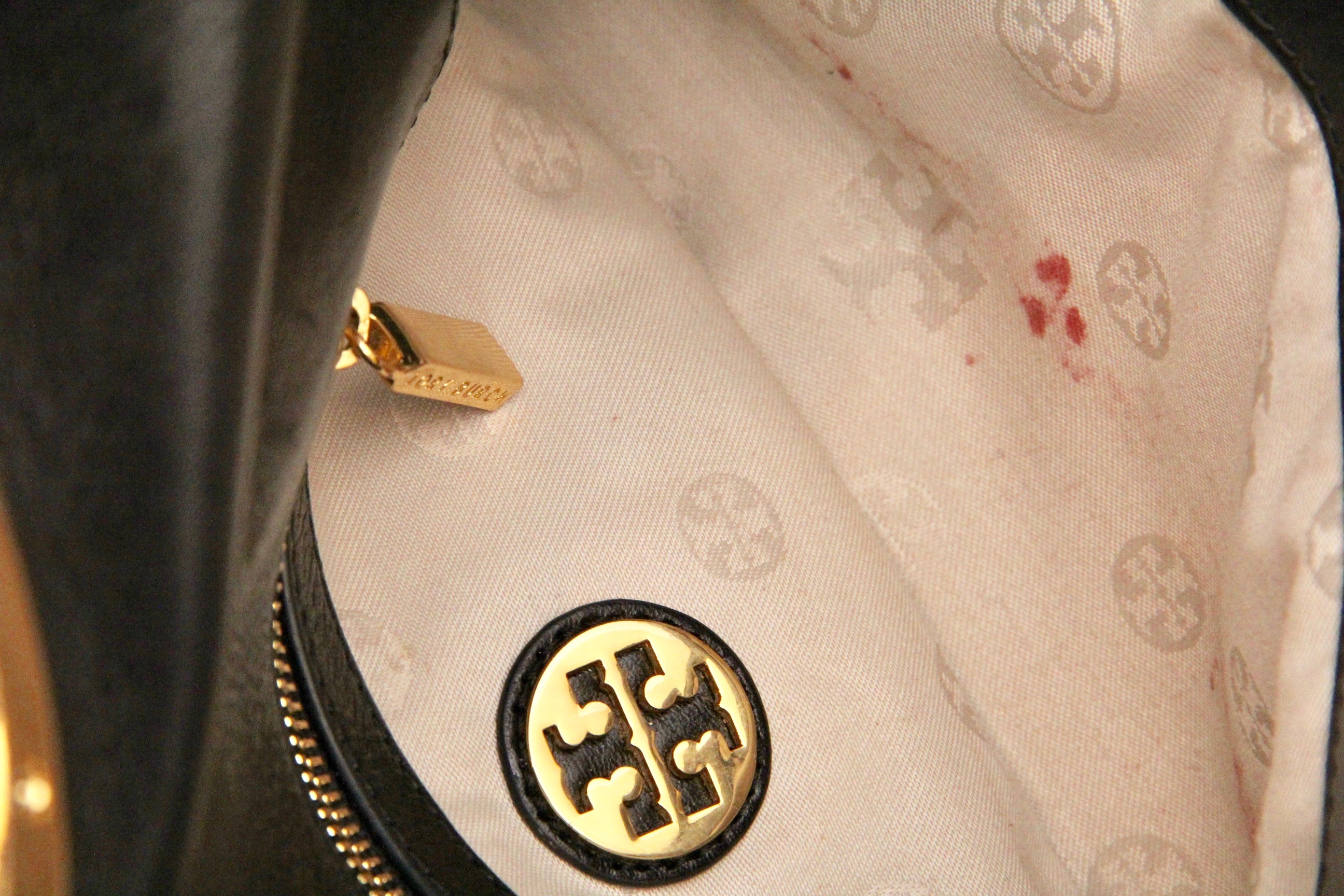 Black Leather Tory Burch Bag