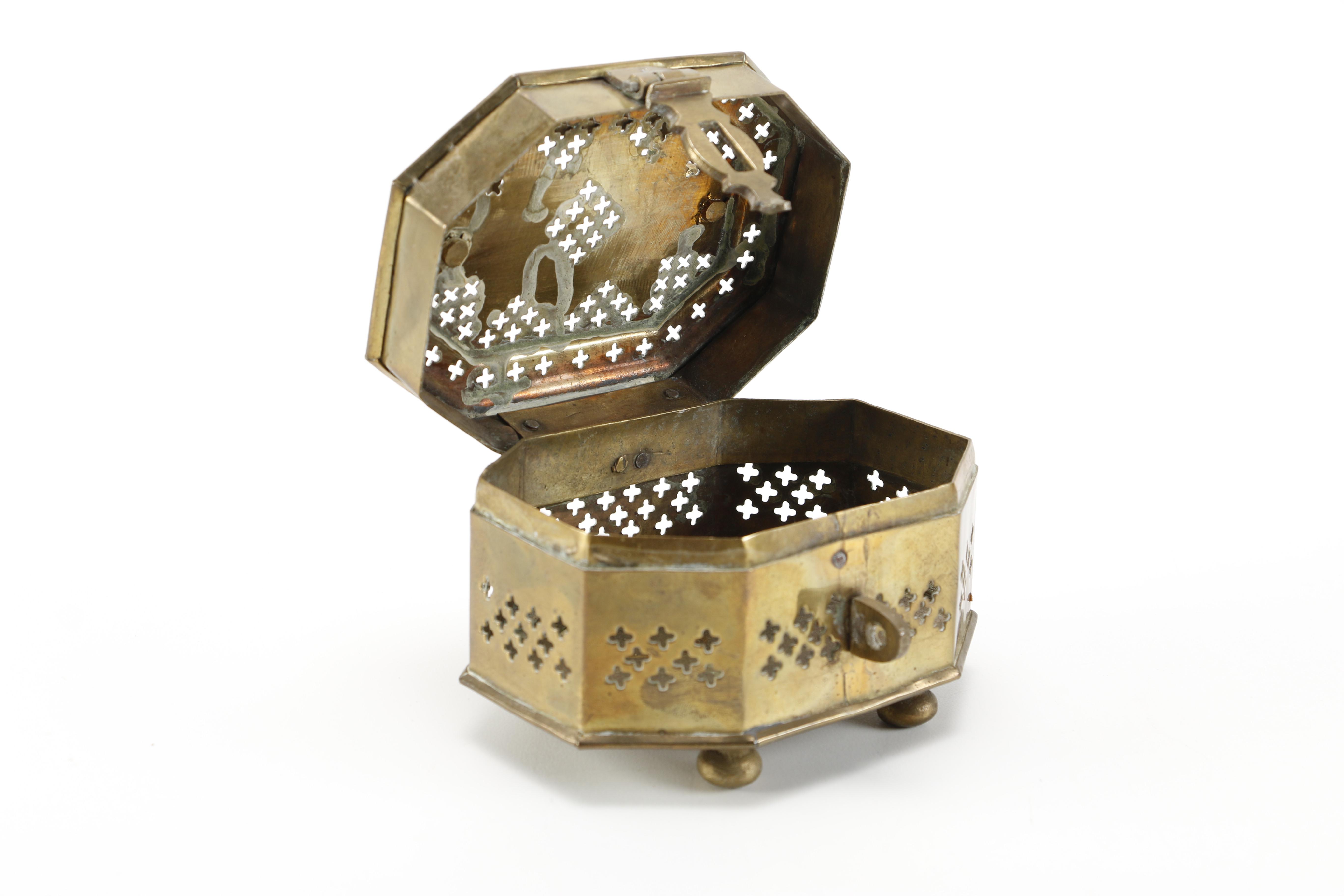 Vintage Brass Cricket Box and Dragon Incense Burner with Foo Dog