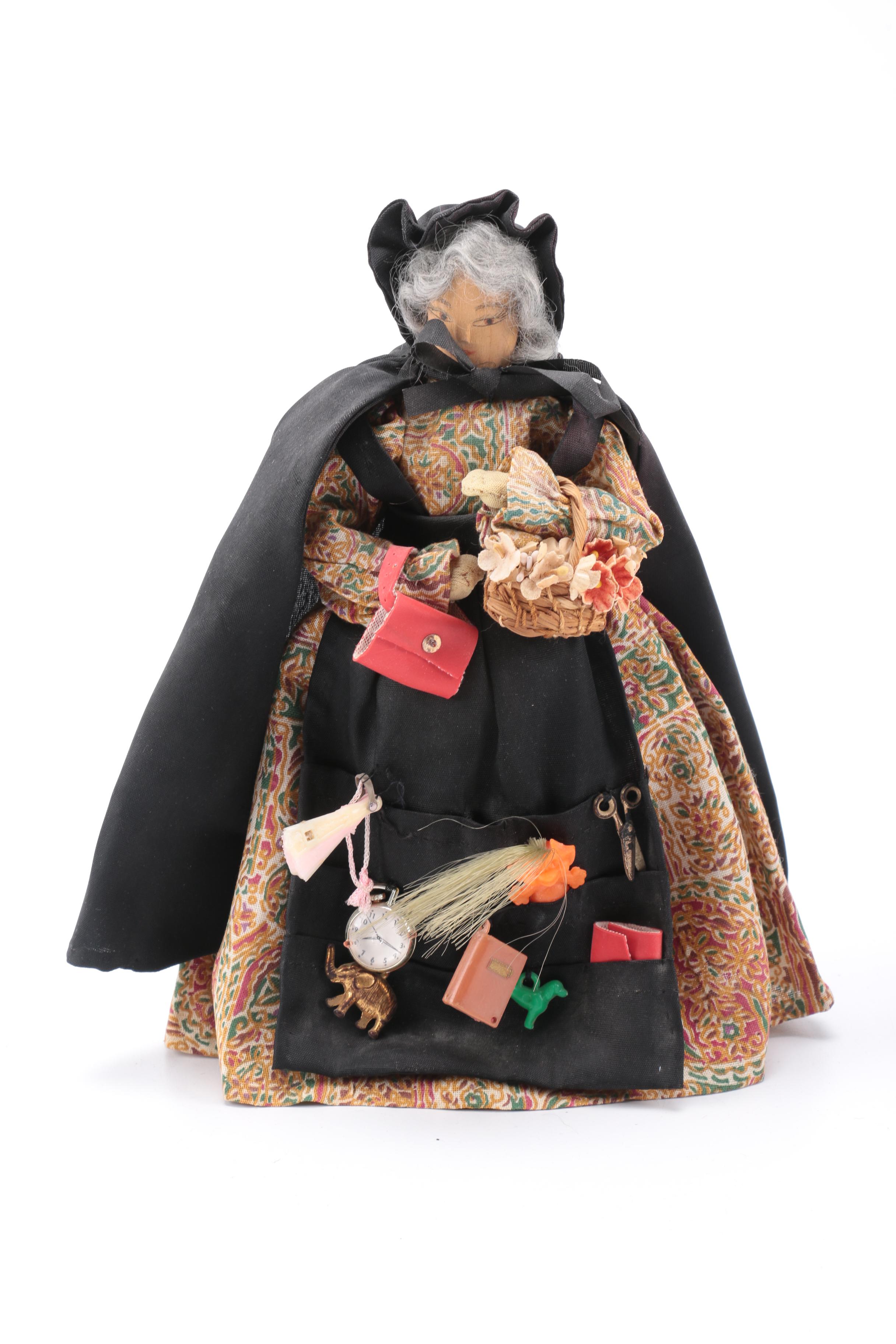 Vintage Handmade Wooden Dolls and Wax Dolls