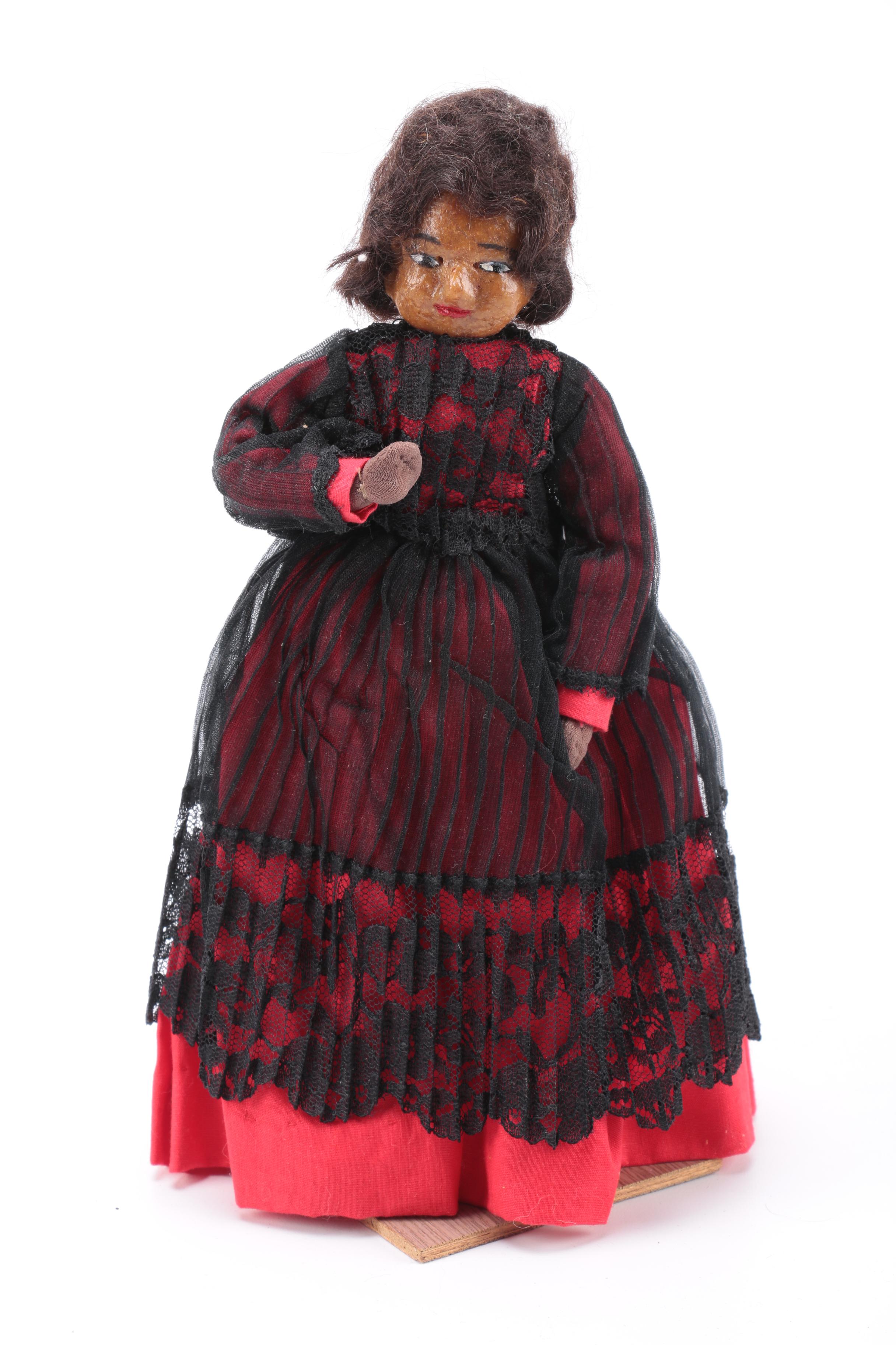 Vintage Handmade Wooden Dolls and Wax Dolls