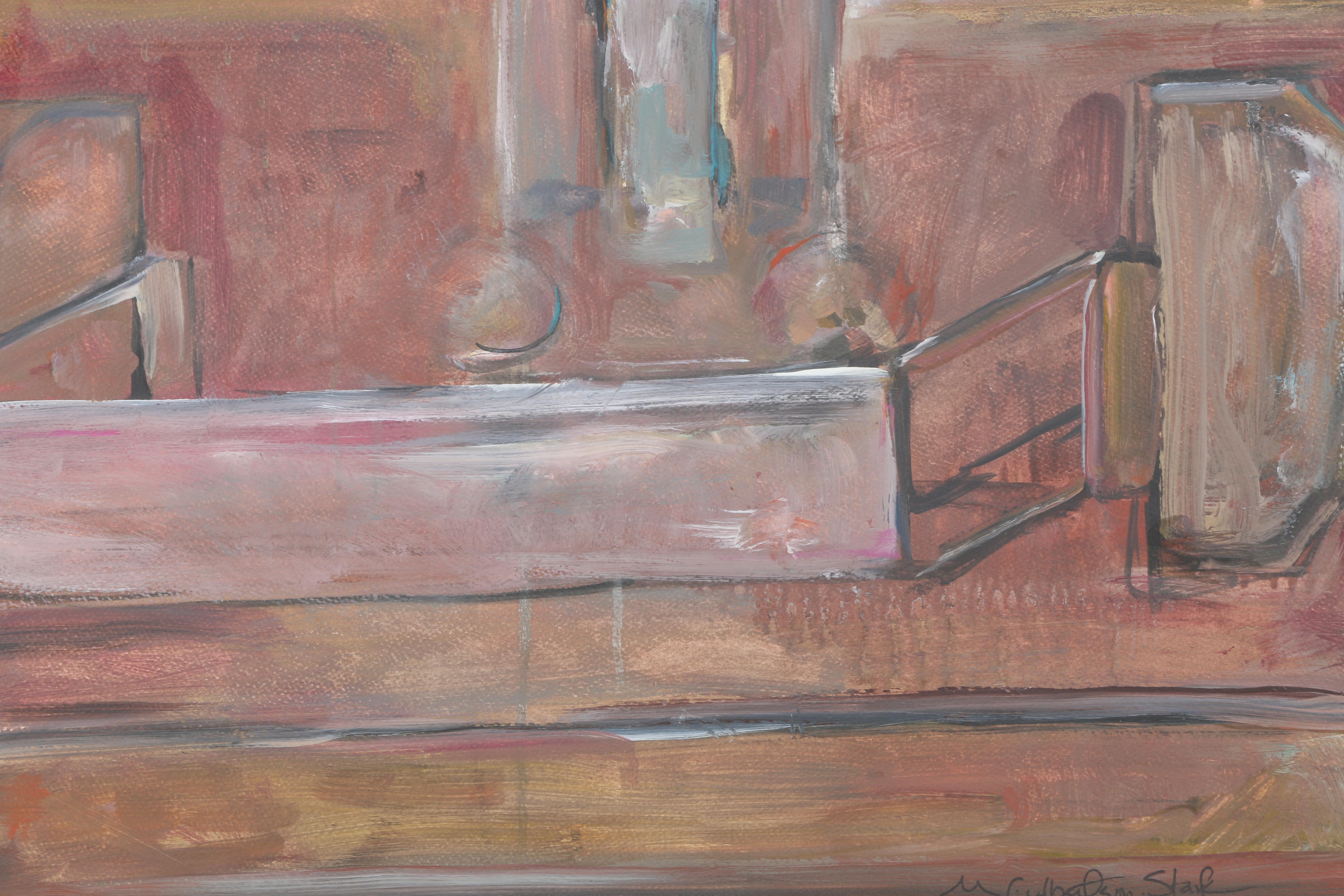 Mary Culbertson-Stark Abstract Oil on Paper "Lunch Box"