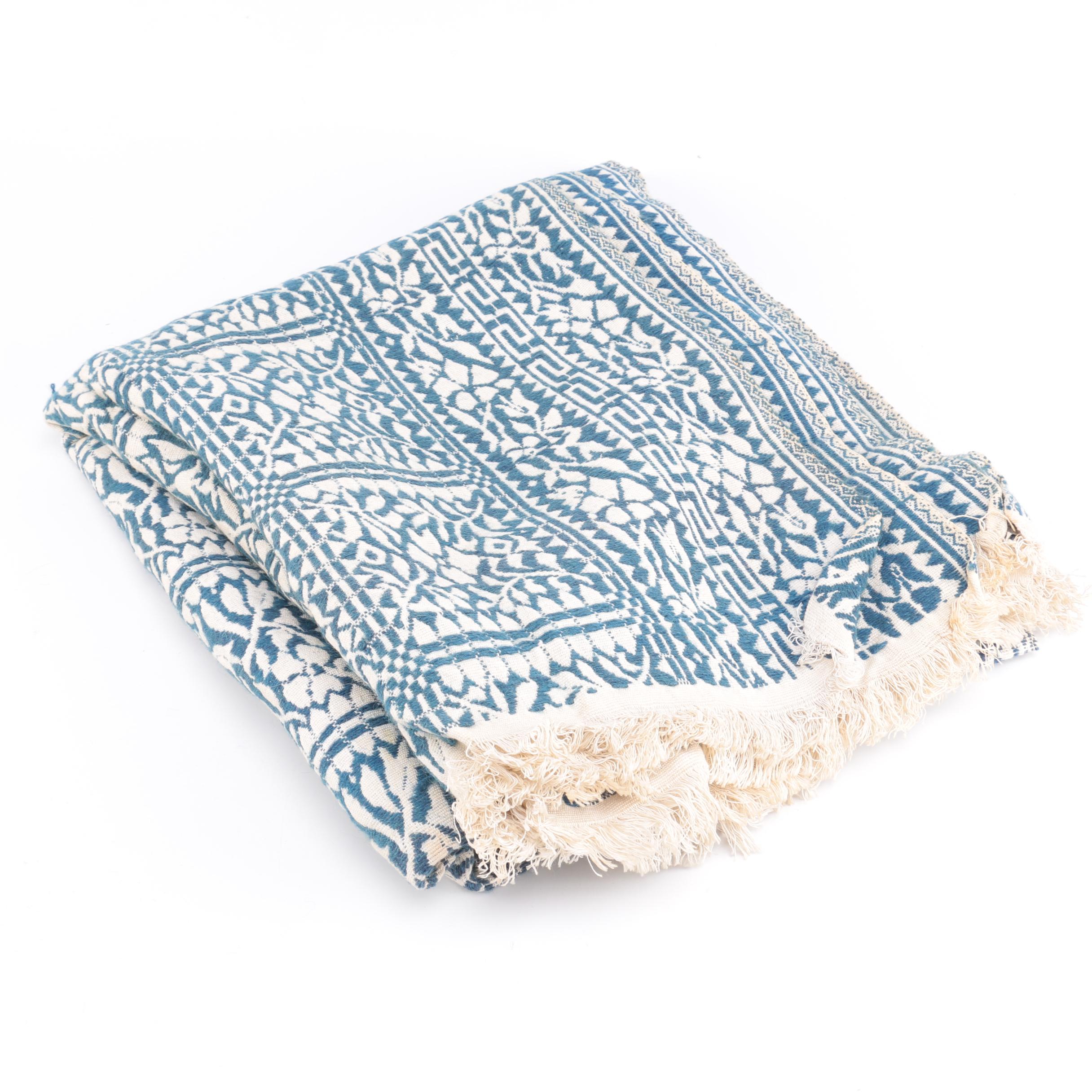 Classic Blue and White Batik Throw Blanket