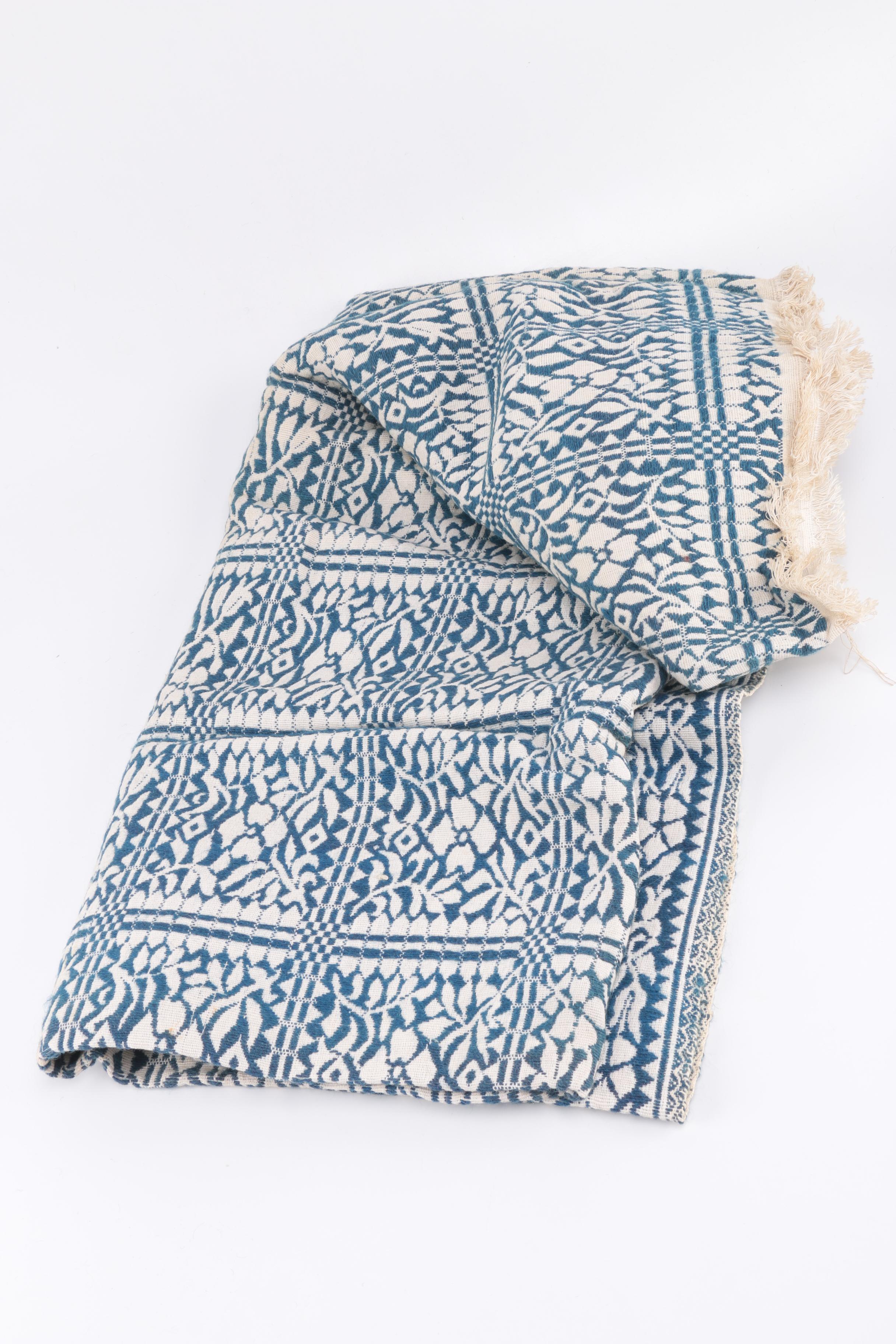 Classic Blue and White Batik Throw Blanket