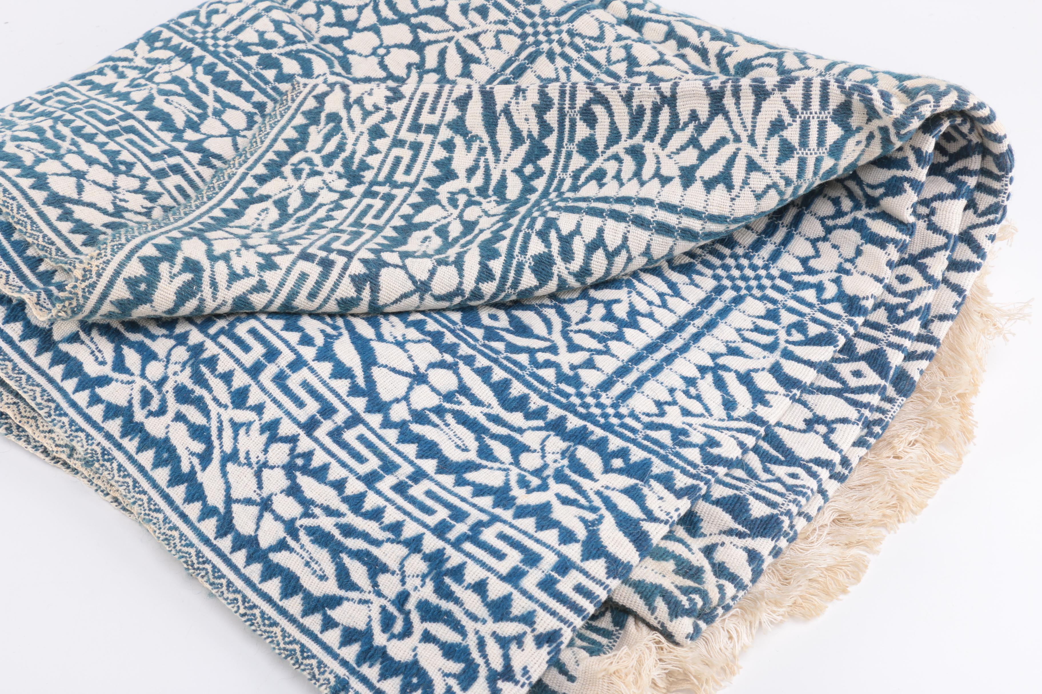 Classic Blue and White Batik Throw Blanket