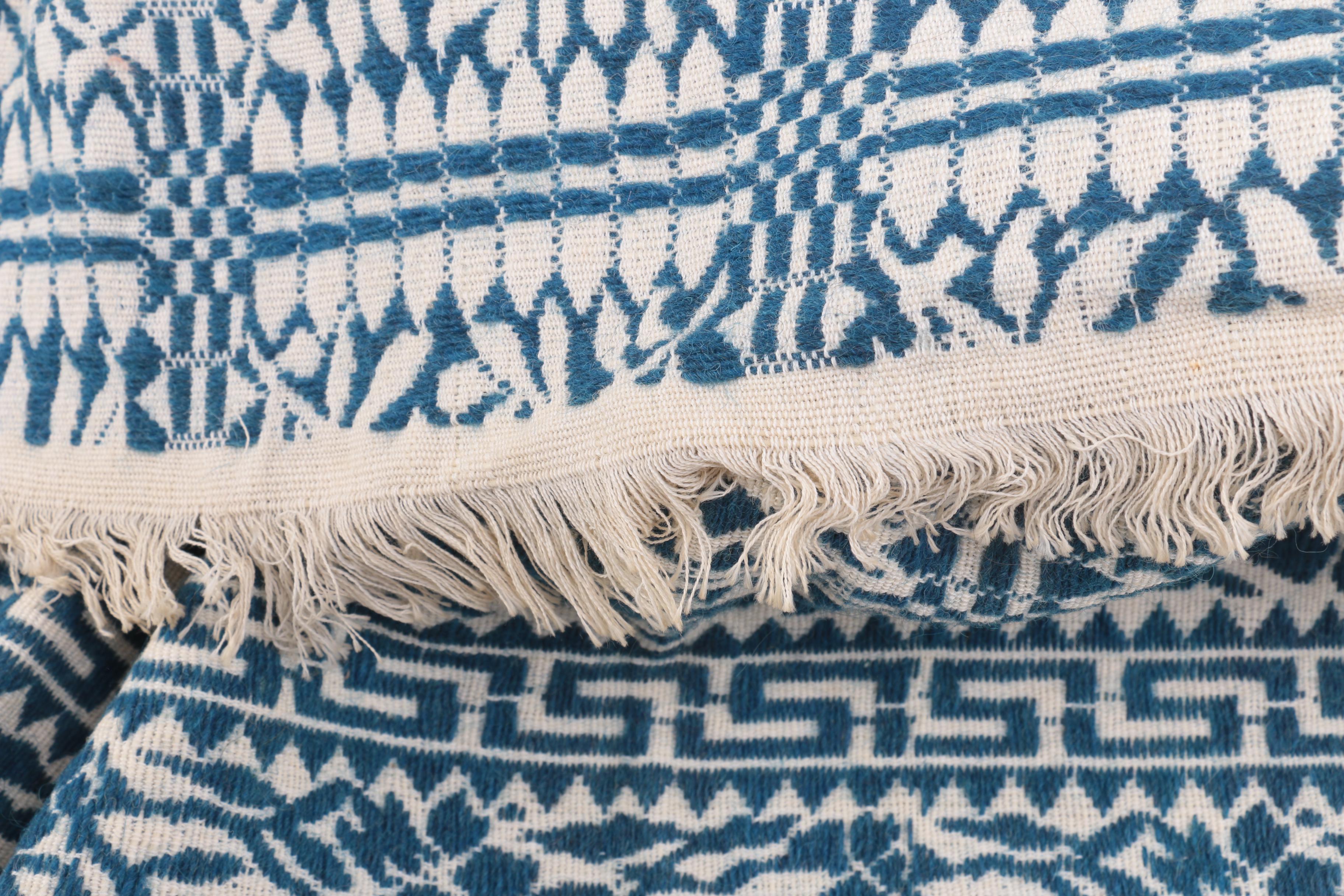 Classic Blue and White Batik Throw Blanket